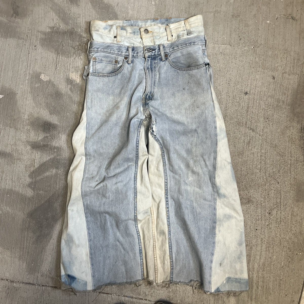 Other Stone Studios double waist bleach wash flared denim jeans Size US 34 / EU 50 - 1 Thumbnail