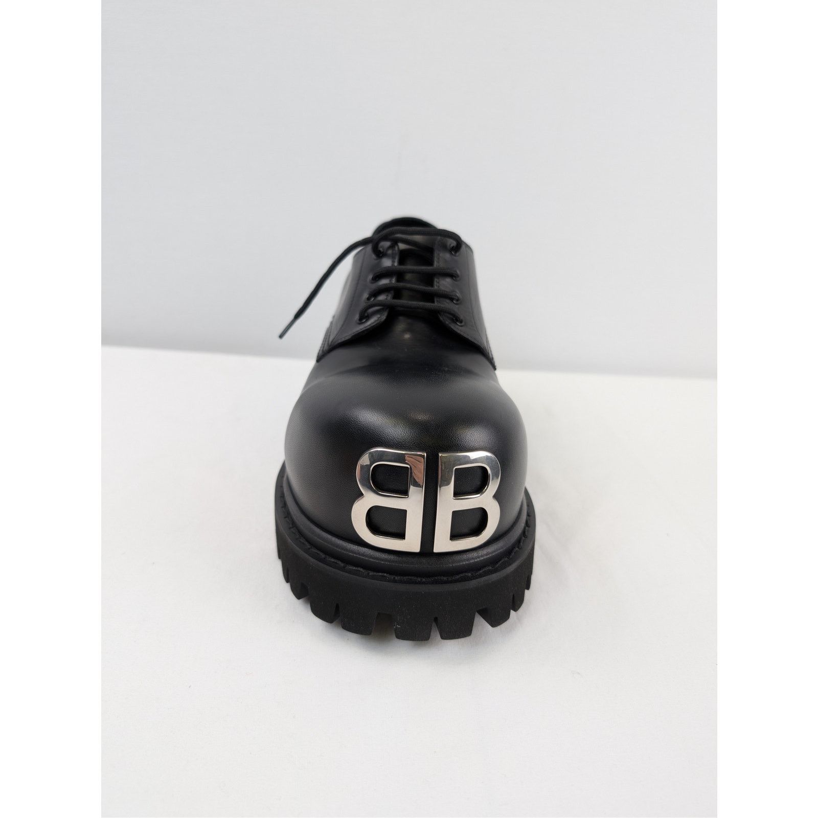 Balenciaga o1rshd1 Soft Calfskin Stomper Derbie BB Boots in Black Size US 8 / EU 41 - 14 Thumbnail