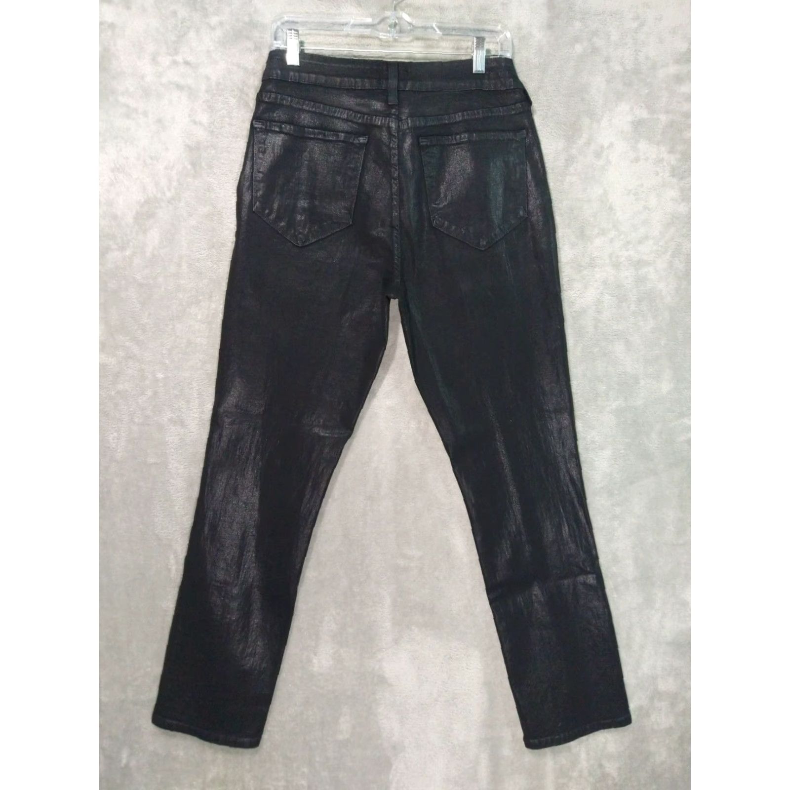 NYDJ NYDJ Jeans Womens 12 Black Denim Skinny Waxed Mole Skin Lift Tuck Stretch Goth Size 12 Classic 5-Pocket Design Size 34" / US 12 / IT 48 - 2 Thumbnail