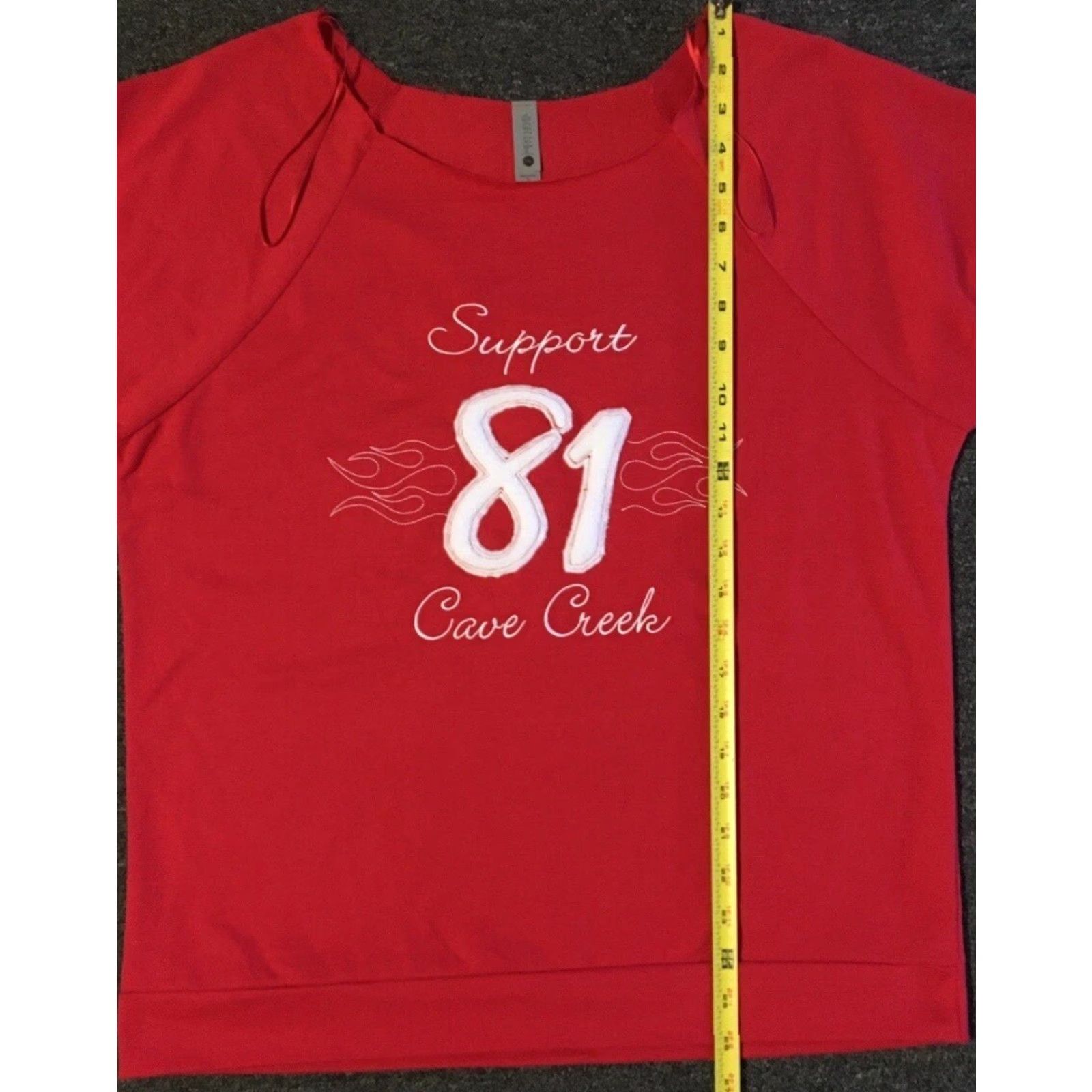 Vintage Vtg Hells Angels 81 Cave Creek Arizona Flames Long Sleeve Shirt L Red Womens Embroidered Grunge 80s 90s Biker MC USA Size L / US 10 / IT 46 - 6 Thumbnail