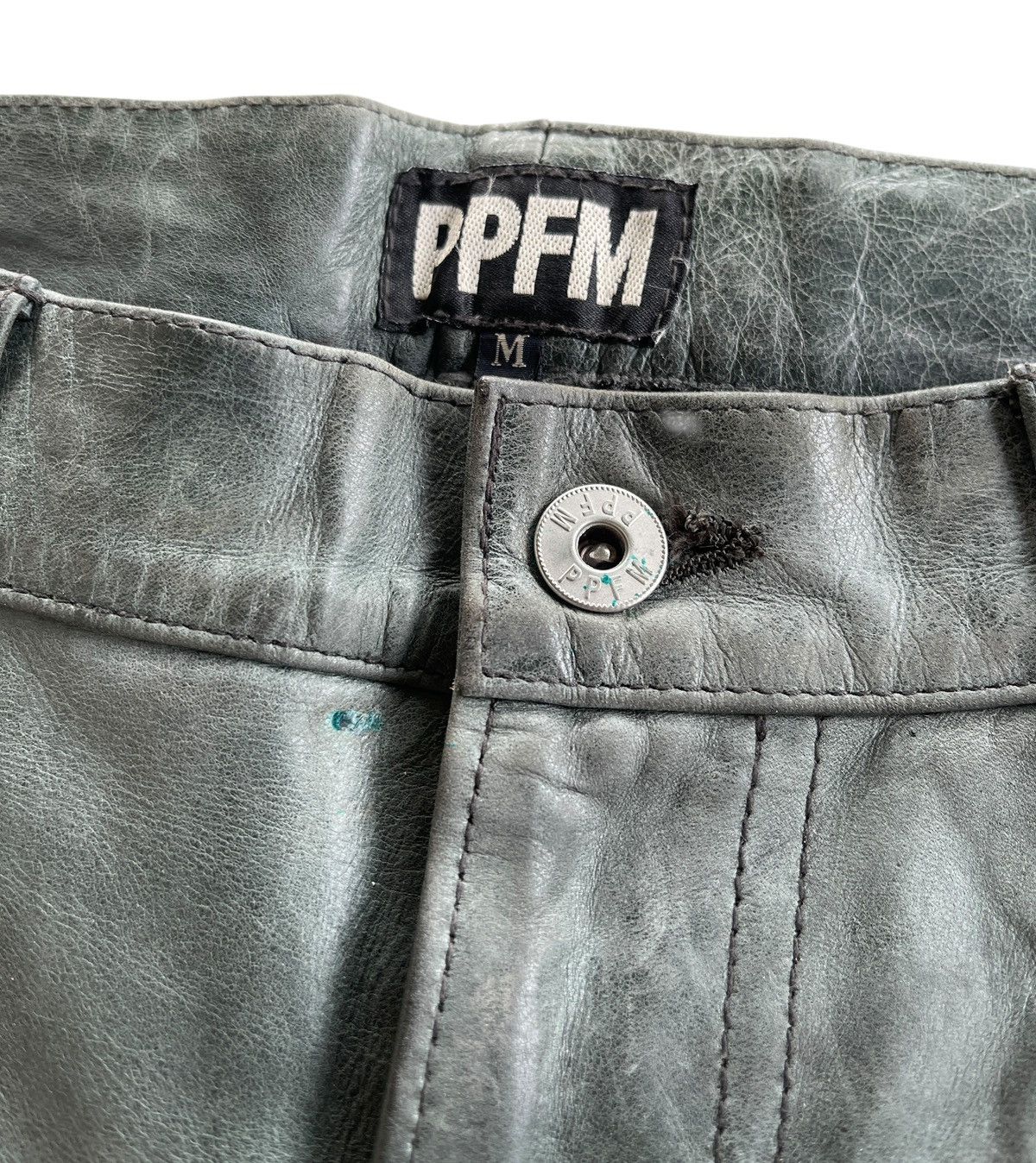 PPFM PPFM Dirty Green Leather Pants Size US 30 / EU 46 - 5 Thumbnail