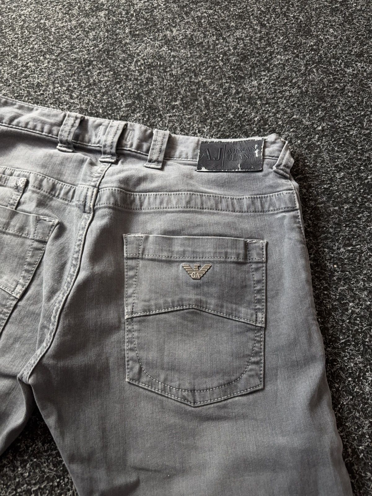 Armani 00s Armani Jeans AJ Distressed Faded Grey Slim Y2K Denim Size 28" / US 6 / IT 42 - 22 Thumbnail