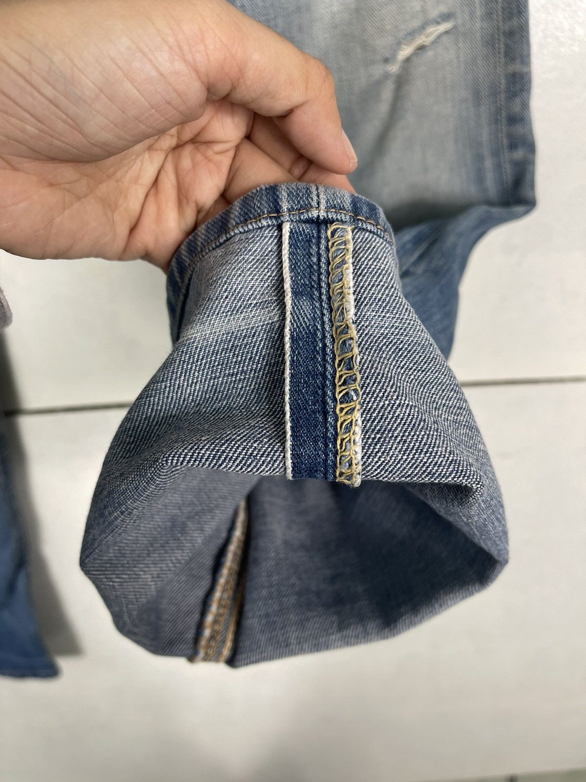 Japanese Brand × Lee × Vintage Vintage Union Made Lee Ripped Denim Jeans Button Fly Size US 30 / EU 46 - 12 Thumbnail