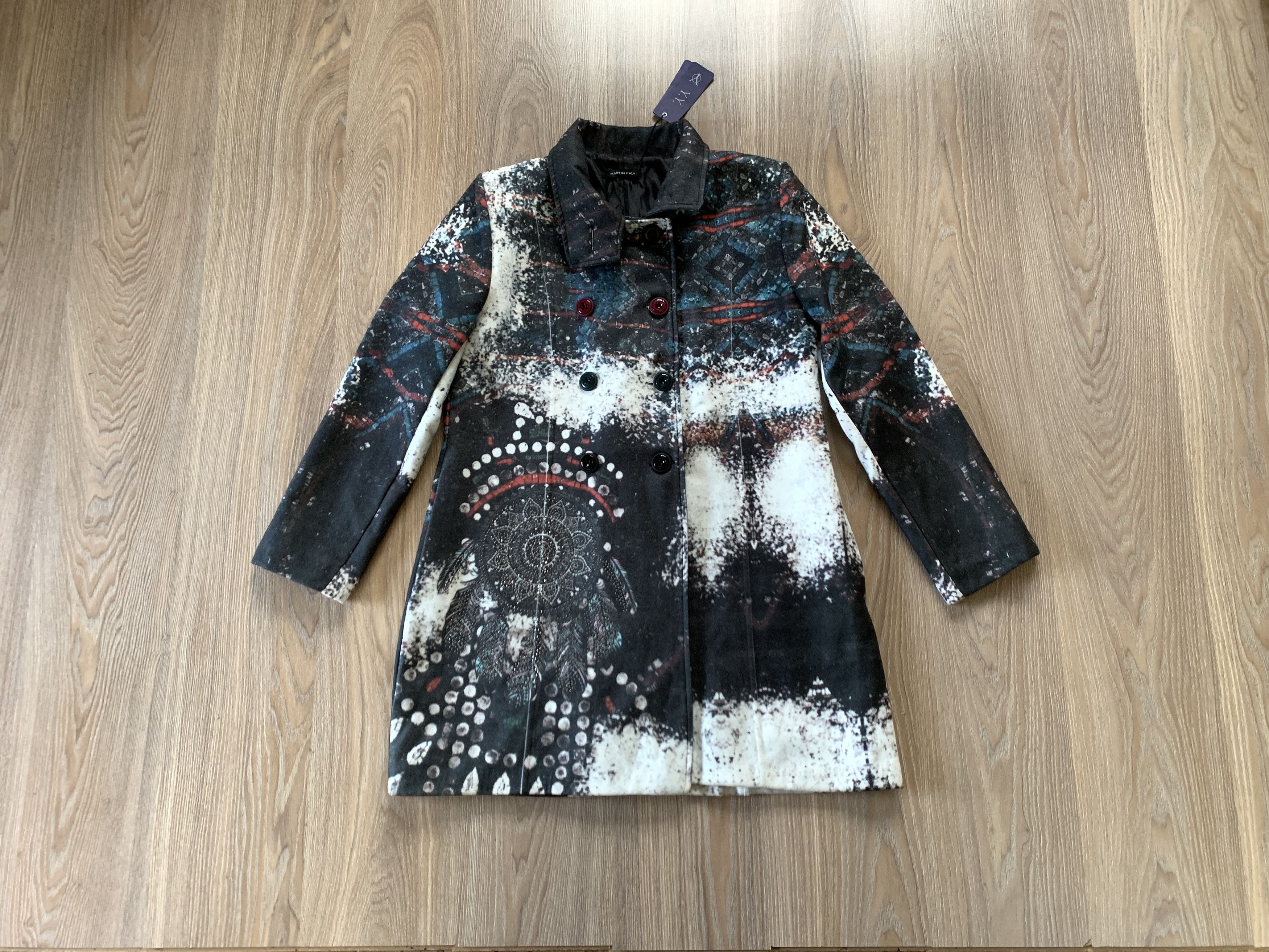 Other Y.Y. Made in Italy Wool Blend Artistic Print Coat Size XL / US 12-14 / IT 48-50 - 1 Thumbnail