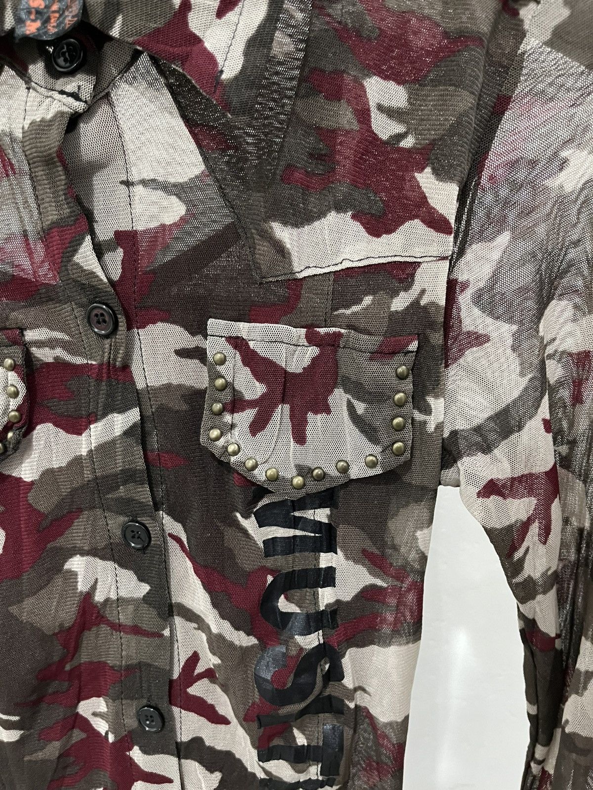 If Six Was Nine × Japanese Brand × Le Grande Bleu (L.G.B.) Over girl camo mesh shirt ifsixwasnine lgb styled Size S / US 4 / IT 40 - 4 Thumbnail
