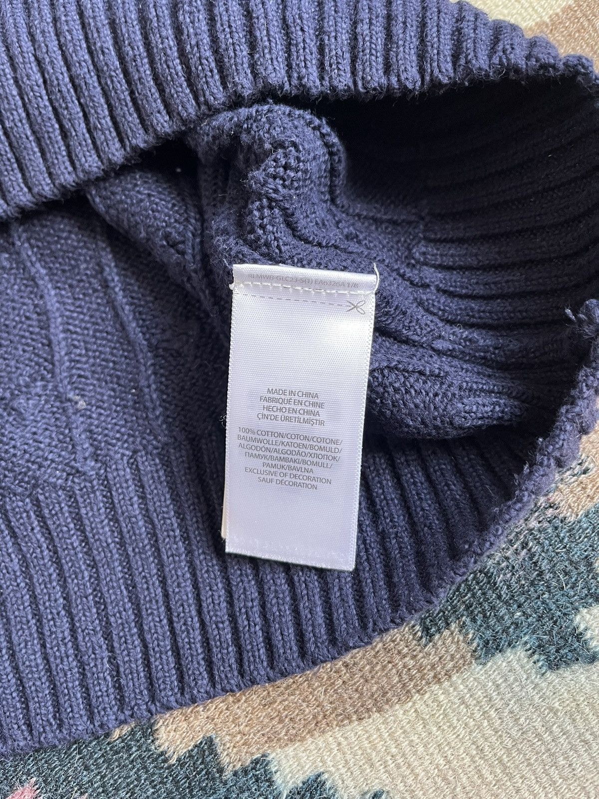 Polo Ralph Lauren Polo Ralph Lauren Men Navy Cable Knit Cotton Sweater Size US XL / EU 56 / 4 - 16 Thumbnail