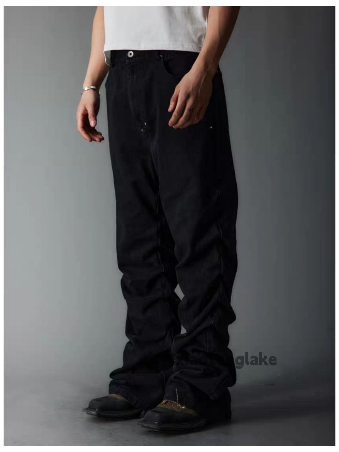 Jean × Vintage utility pleated punk grunge bootcut baggy pleated jeans Size US 32 / EU 48 - 6 Thumbnail