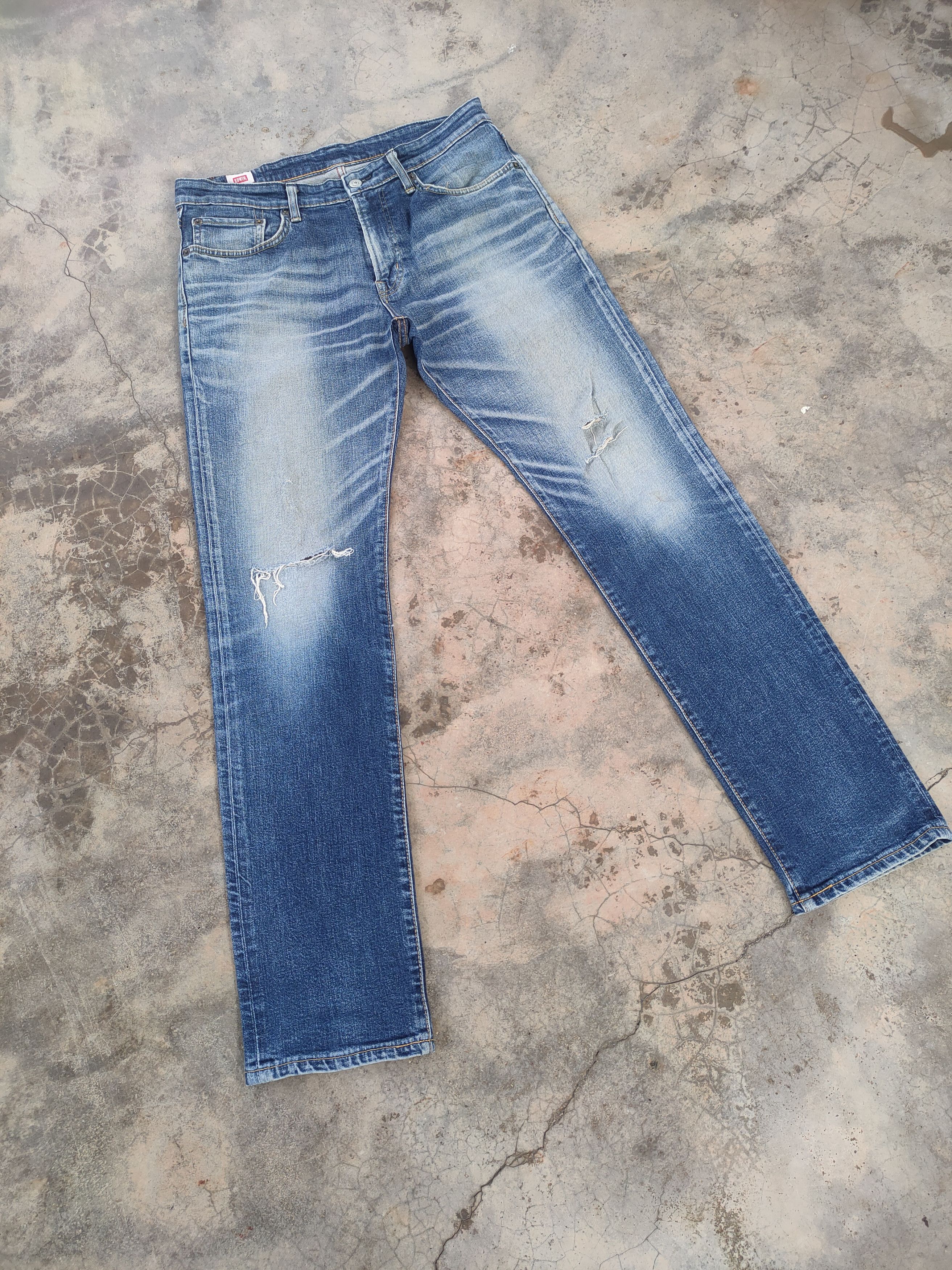 Edwin VINTAGE EDWIN SKINNY FADED RIPPED JEANS DENIM PANTS Size US 34 / EU 50 - 2 Thumbnail