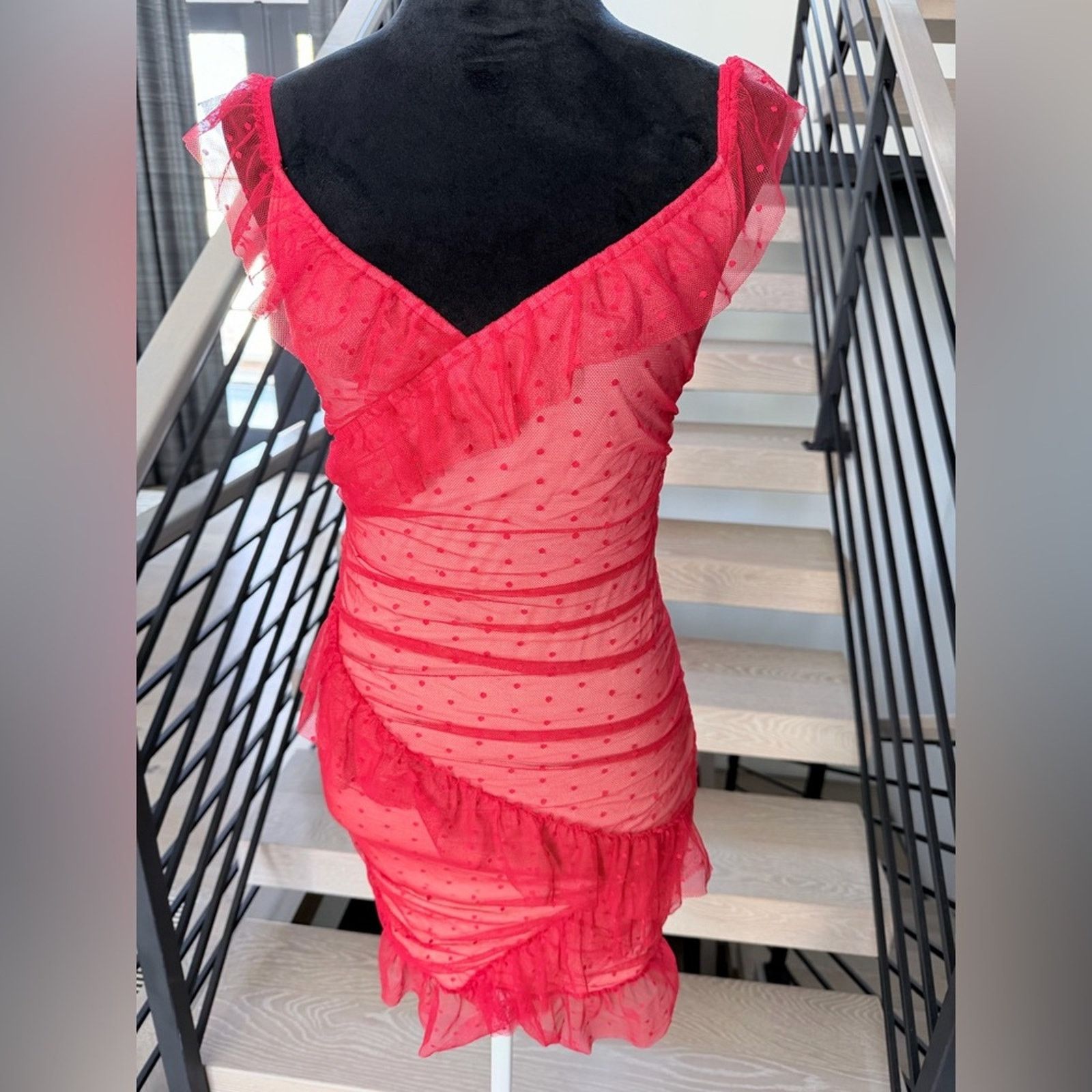 Other New Y2K Chic Mesh Polka Dot Red Dress size S Size S / US 4 / IT 40 - 5 Thumbnail