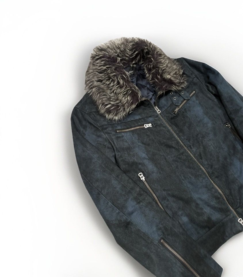 00s Tornado Mart fur rider jacket dark blue suede is available for
