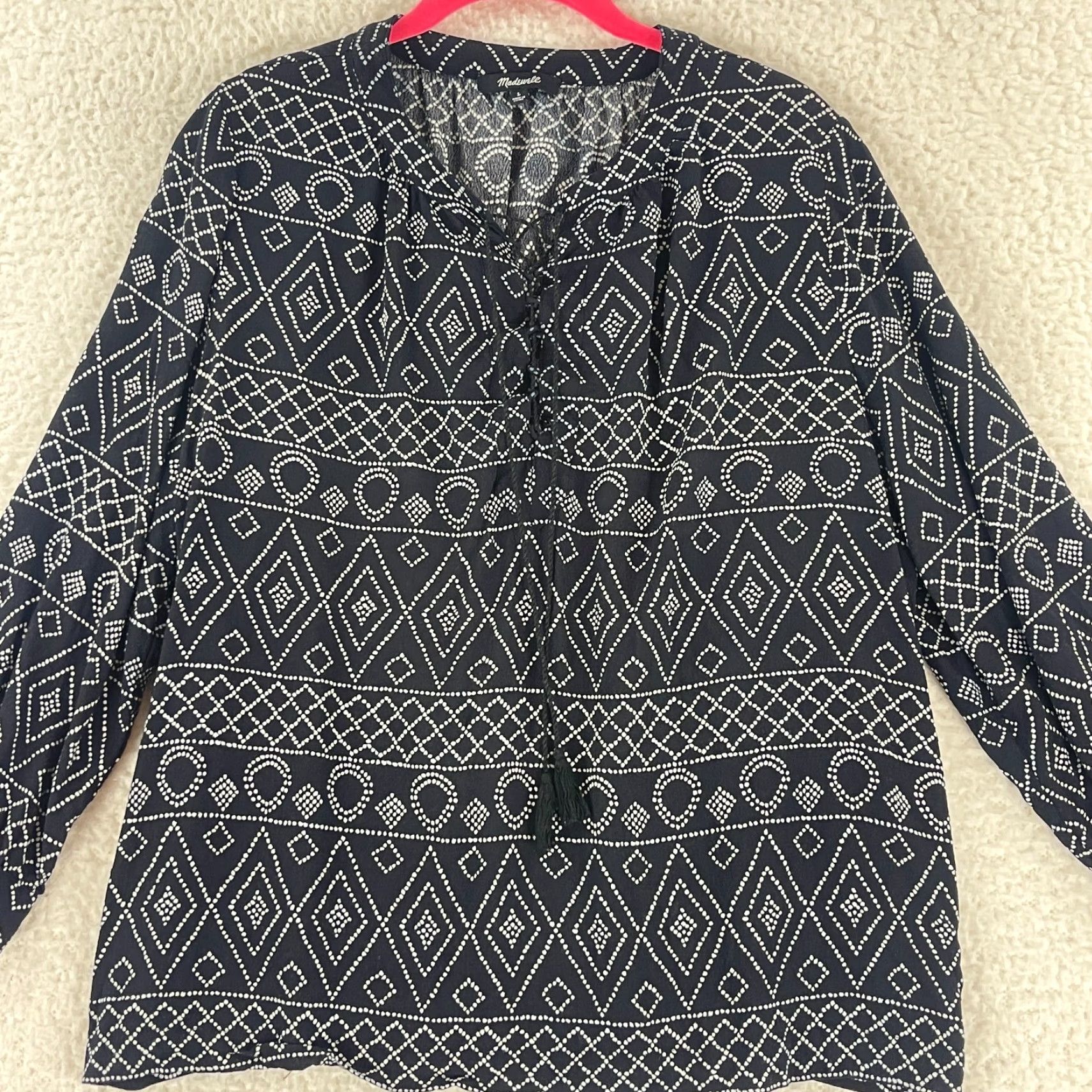 Madewell Madewell Black Lace-Up Peasant Caravan Shirt Womens 3/4 Sleeve Size Large Size L / US 10 / IT 46 - 7 Thumbnail