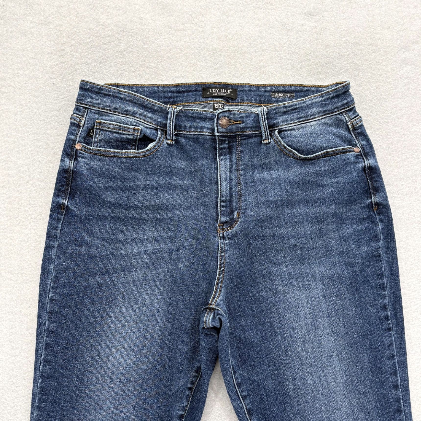 Vintage Judy Blue Slim Fit Skinny Crop Jeans Womens 32 Blue High Rise Stretch Preppy Size 24" / US 00 / IT 34 - 2 Thumbnail