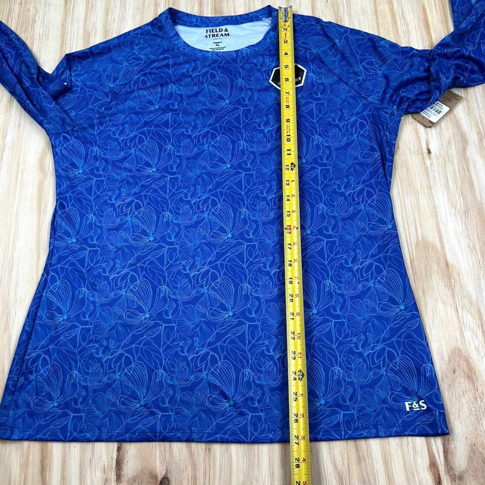 Vintage Field & Stream Women's XL Blue Floral Surf UPF 30 Smartwick Long Sleeve Tech Blouse Size XL / US 12-14 / IT 48-50 - 6 Thumbnail