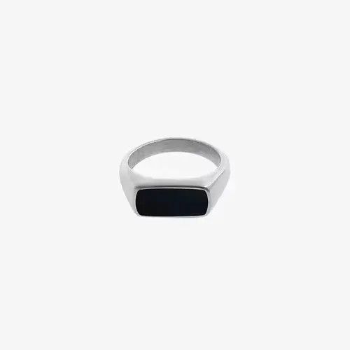 Avant Garde x Jewelry Fashion Black Square Men's Ring in Silver