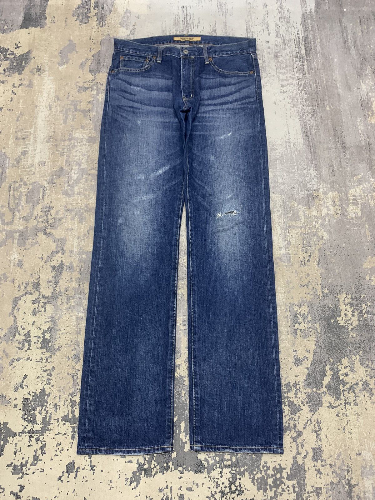 Japanese Brand Japanese Brand Distressed Blue Denim Straight Leg Jeans Size US 33 - 1 Thumbnail