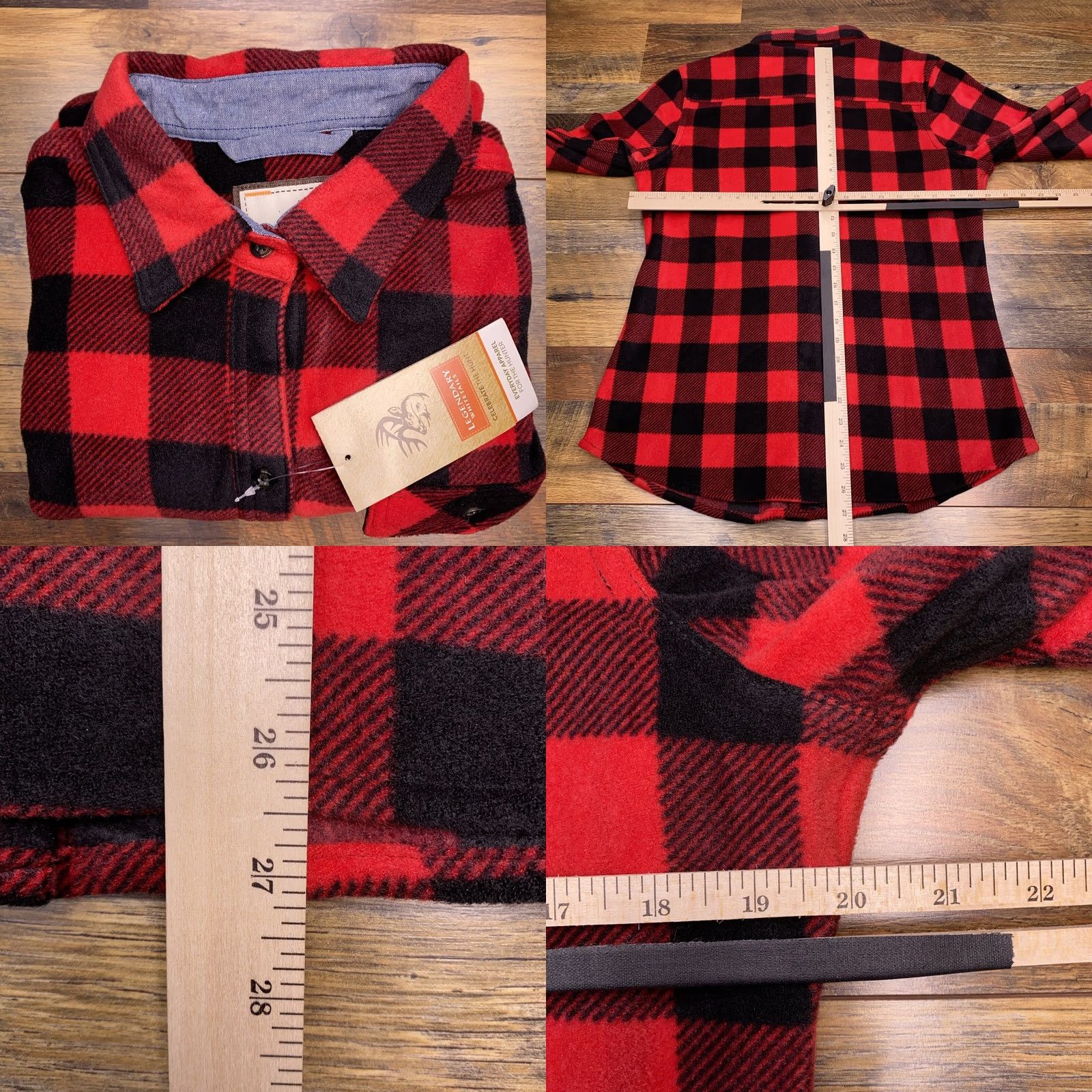 FRED Red Legendary Whitetails Trail Guide Fleece Shirt Womens M Plaid Button-Up Casual Sleeve Pocket Wool? [Error: product material not wool] Size M / US 6-8 / IT 42-44 - 9 Thumbnail