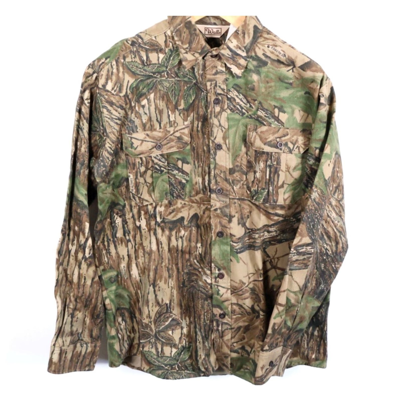 Walls VINTAGE Walls Camouflage Flannel Shirt Men's Large Tall Green Realtree Camouflage USA Made Shirt Size US L / EU 52-54 / 3 - 2 Thumbnail