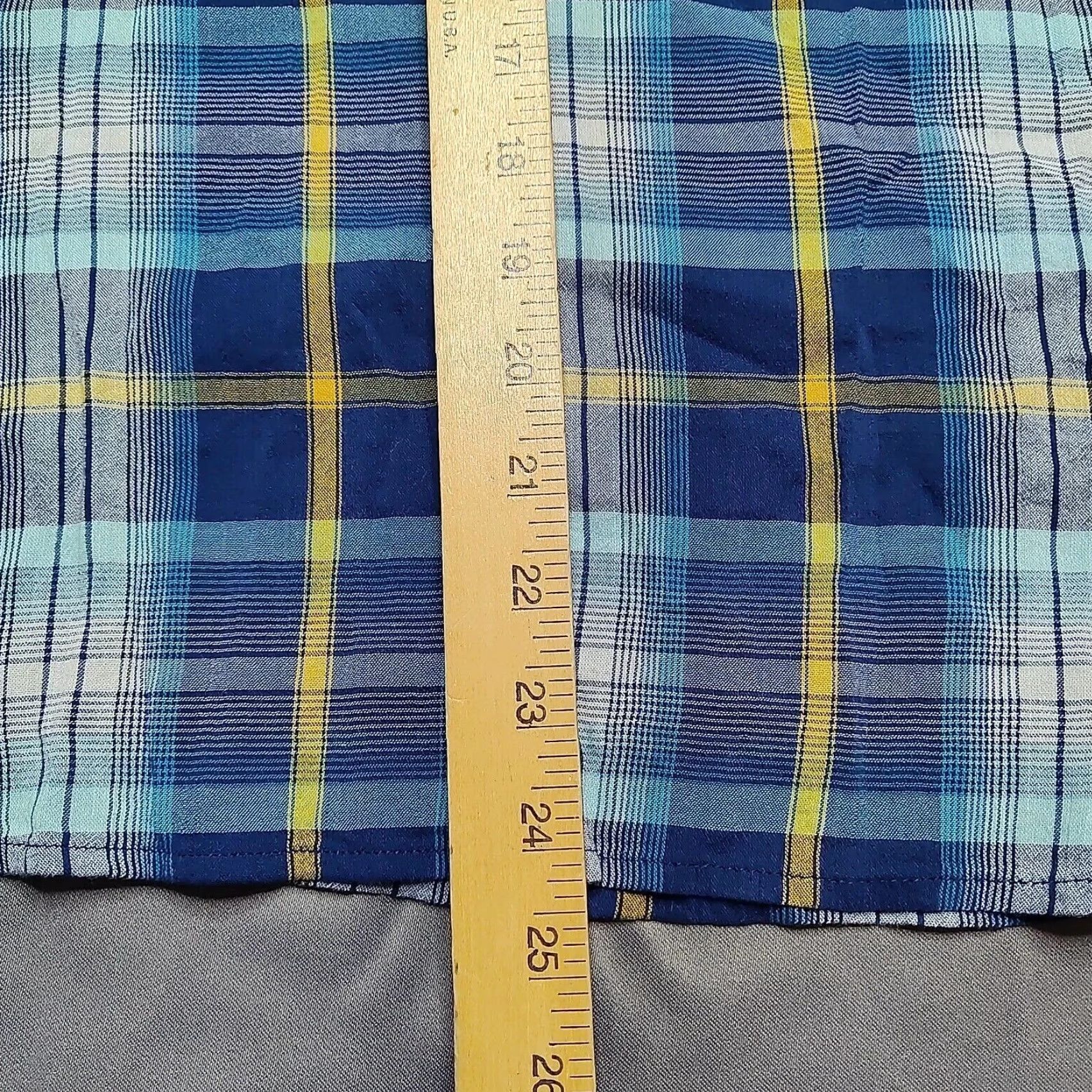 Vintage St. John's Bay Blue Plaid Ruffle Rayon Blend Pullover BOHO Shirt - Women 2XL NEW Size XXL / US 16-18 / IT 52-54 - 7 Thumbnail