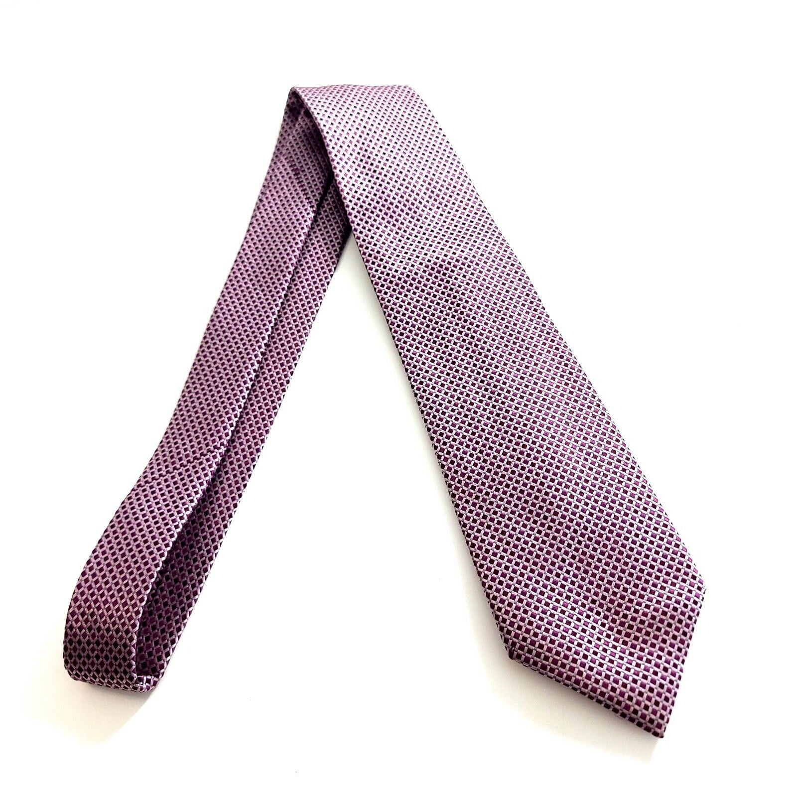 Designer Kenneth Roberts Platinum Purple Pink Woven Check Silk Tie Size ONE SIZE - 7 Thumbnail