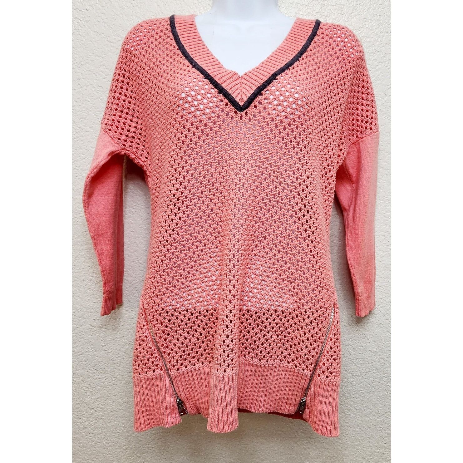 Other Cooper Key Orange Open Knit Zipper Hem Detail Sweater Medium Size M / US 6-8 / IT 42-44 - 1 Thumbnail