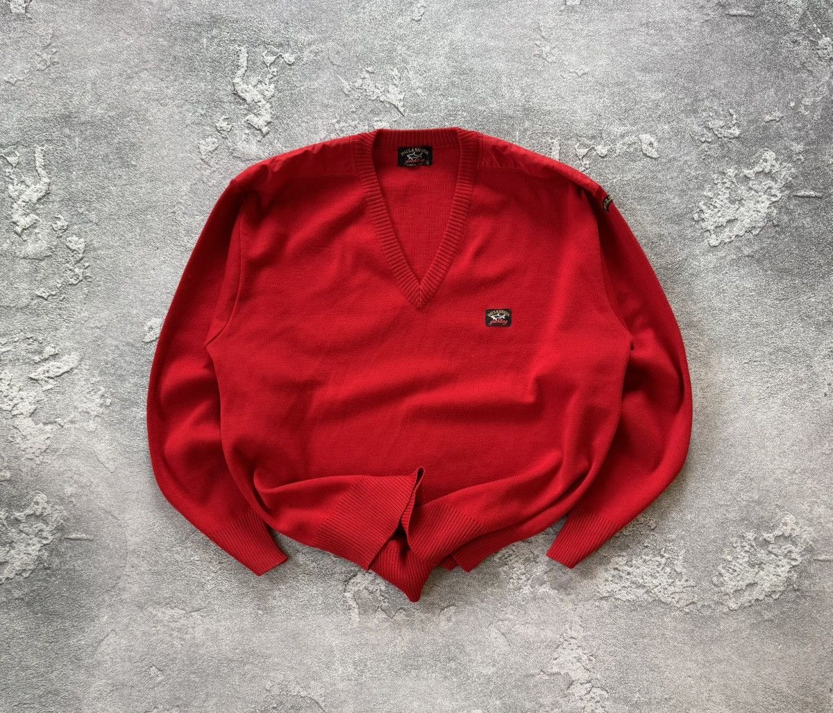 Paul & Shark × Vintage Paul & Shark L Red v-neck sweater knitwear jumper pullover Size US L / EU 52-54 / 3 - 1 Thumbnail
