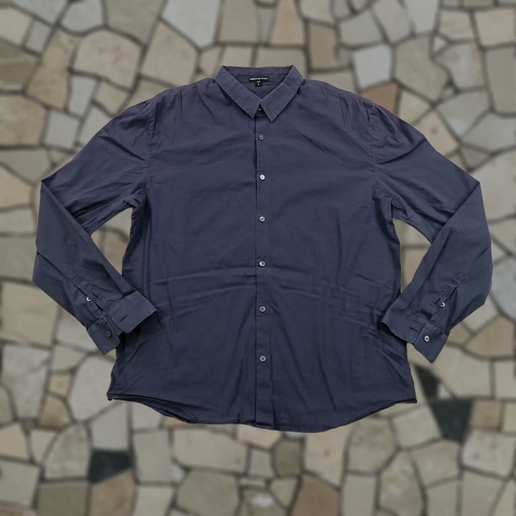James Perse James Perse Shirt Men Blue Button Up Stretch Poplin Dress Shirt XL Size 46R - 1 Thumbnail
