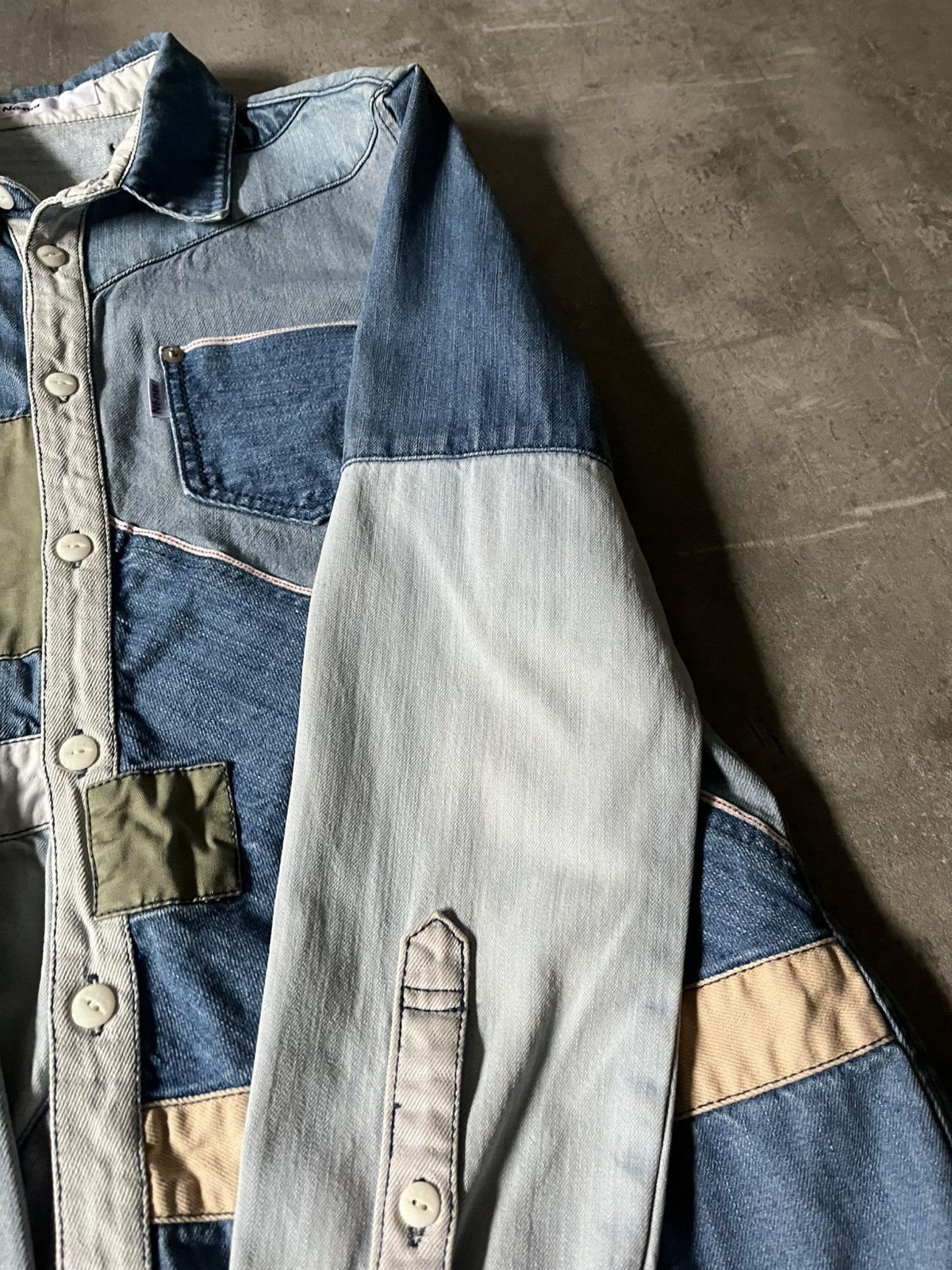 Issey Miyake × Japanese Brand × Ne-Net Ne-Net reconstructed patchwork denim button up shirt Size US M / EU 48-50 / 2 - 10 Thumbnail