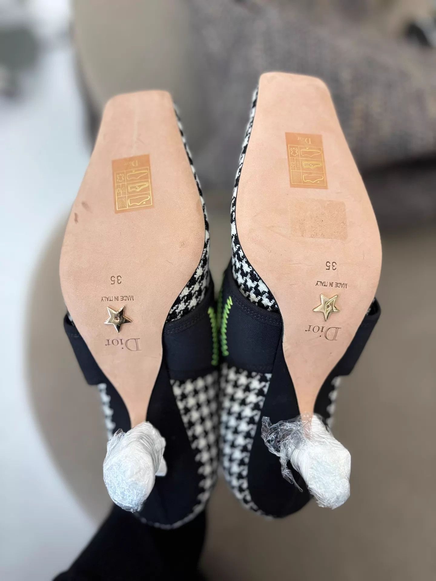 Dior Dior Houndstooth Tech-Fabric Square Cat-Heel Shoes Size US 4.5 / IT 34.5 - 4 Thumbnail