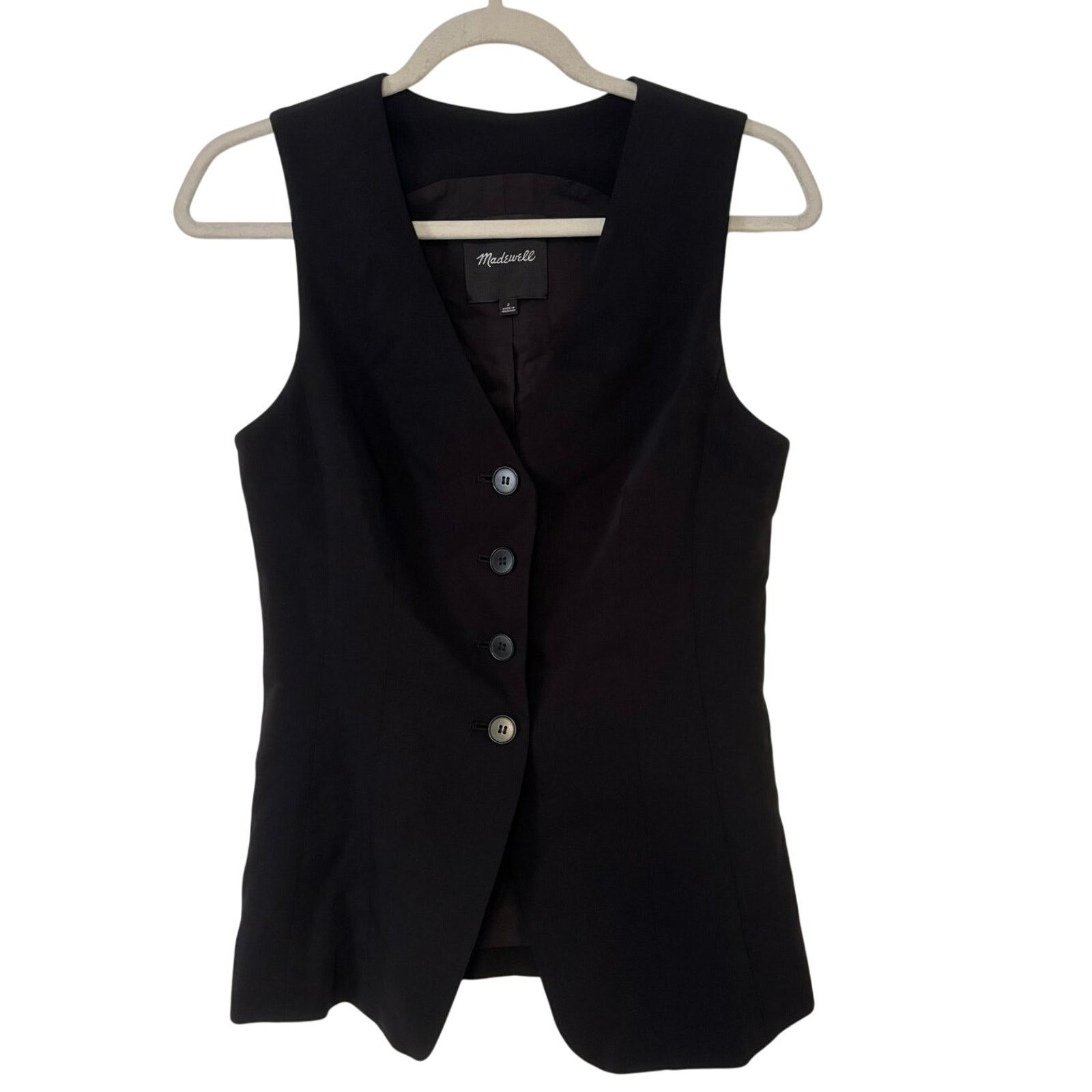 Madewell NWOT Madewell Cutaway Long Vest In Jet Black Size 2 Size XS / US 0-2 / IT 36-38 - 4 Thumbnail