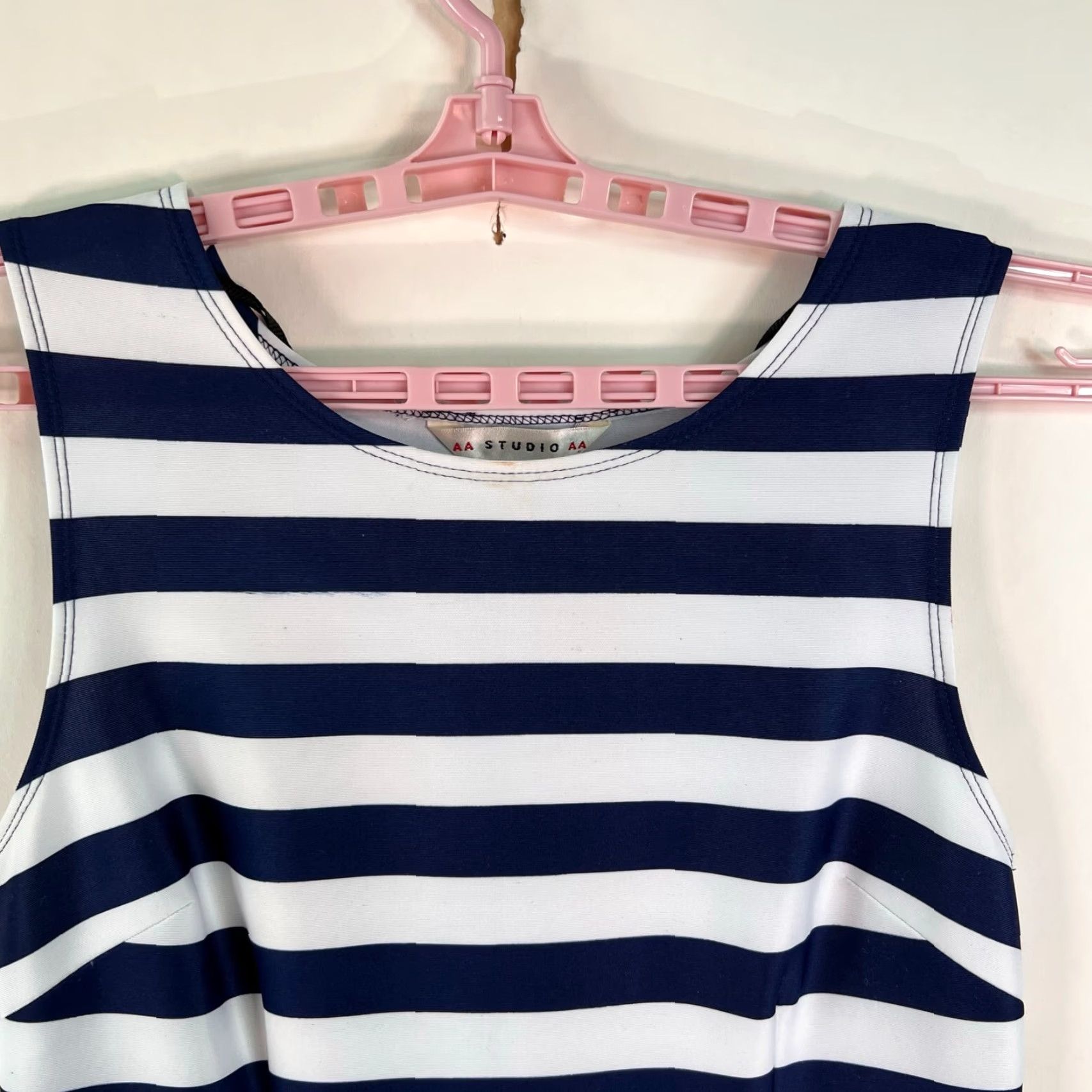 Vintage VINTAGE AA Studio Knit Dress Womens Size 10P Blue White Striped Pockets Size L / US 10 / IT 46 - 3 Thumbnail