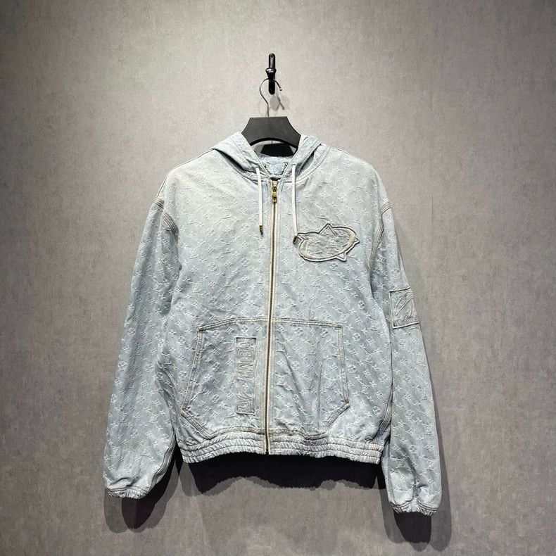 Louis Vuitton LV NBA Collaborative Hooded Denim Jacket - dmc Size US XL / EU 56 / 4 - 1 Thumbnail