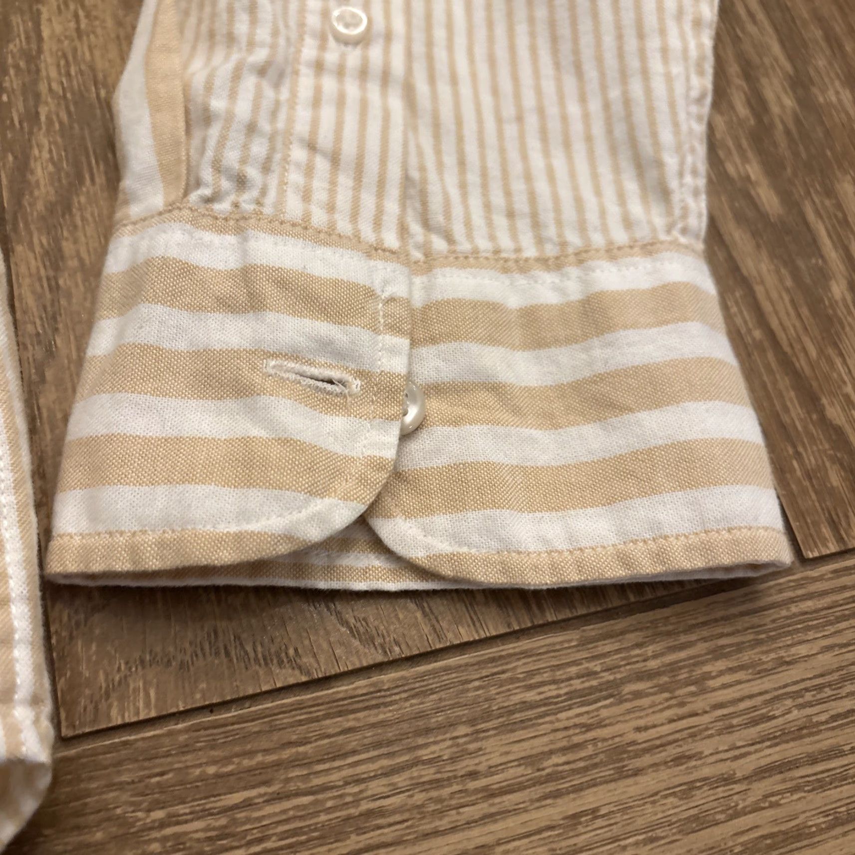 J.Crew J. Crew Broken In Oxford Slim Fit Tan White Stripe Button Down Shirt Men L Size US L / EU 52-54 / 3 - 3 Thumbnail