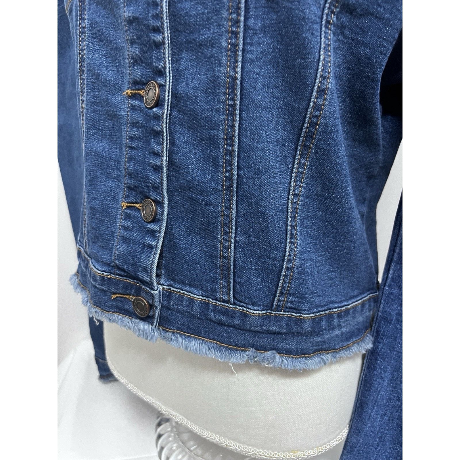 Other Blue Denim Short Button Up Jacket Large Embellish Bling New Size L / US 10 / IT 46 - 6 Thumbnail