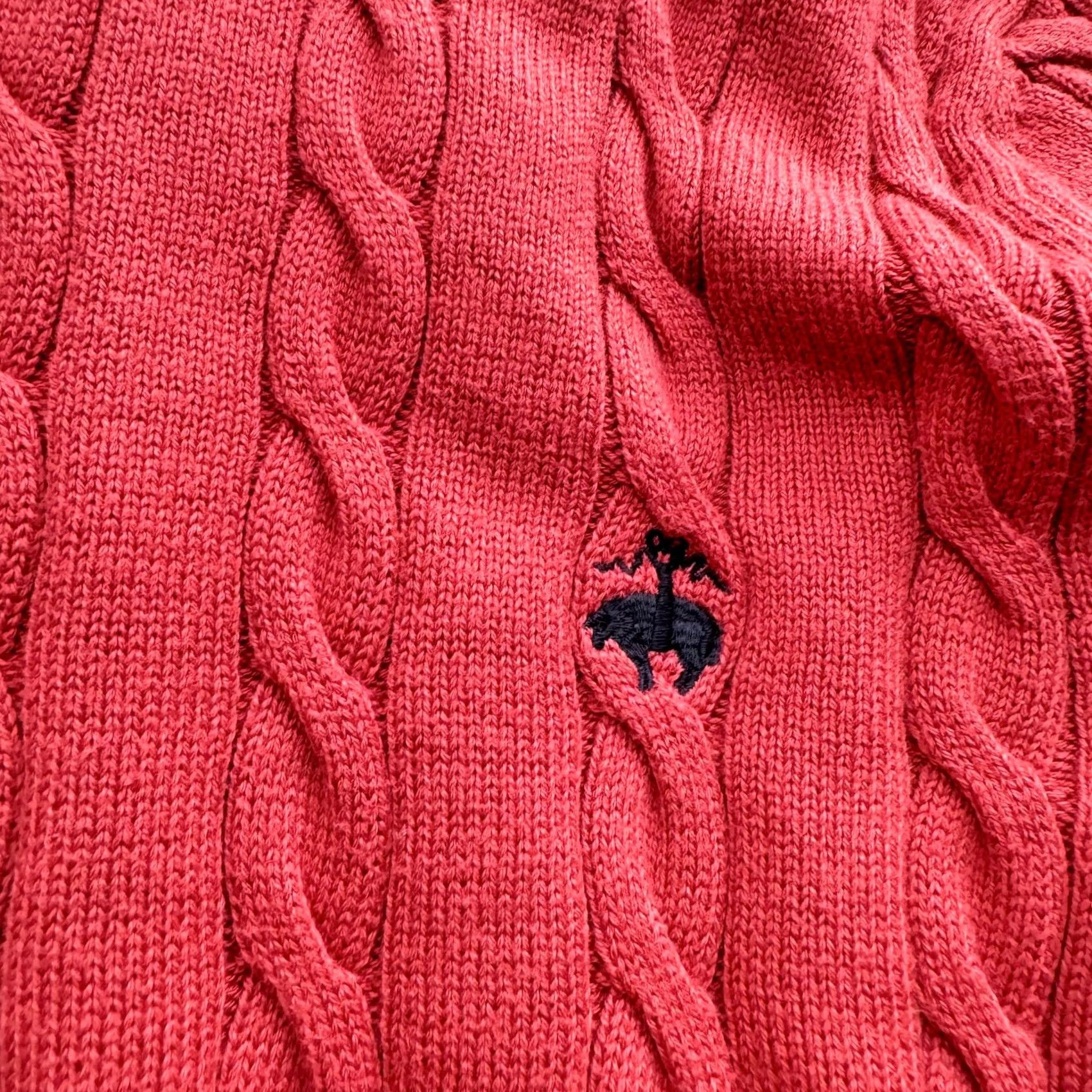 Brooks Brothers VINTAGE Brooks Brothers Men's XL Cable Knit Sweater Sweatshirt 90s Supima Cotton Red Crew Neck Pullover Knit Size US XL / EU 56 / 4 - 2 Thumbnail