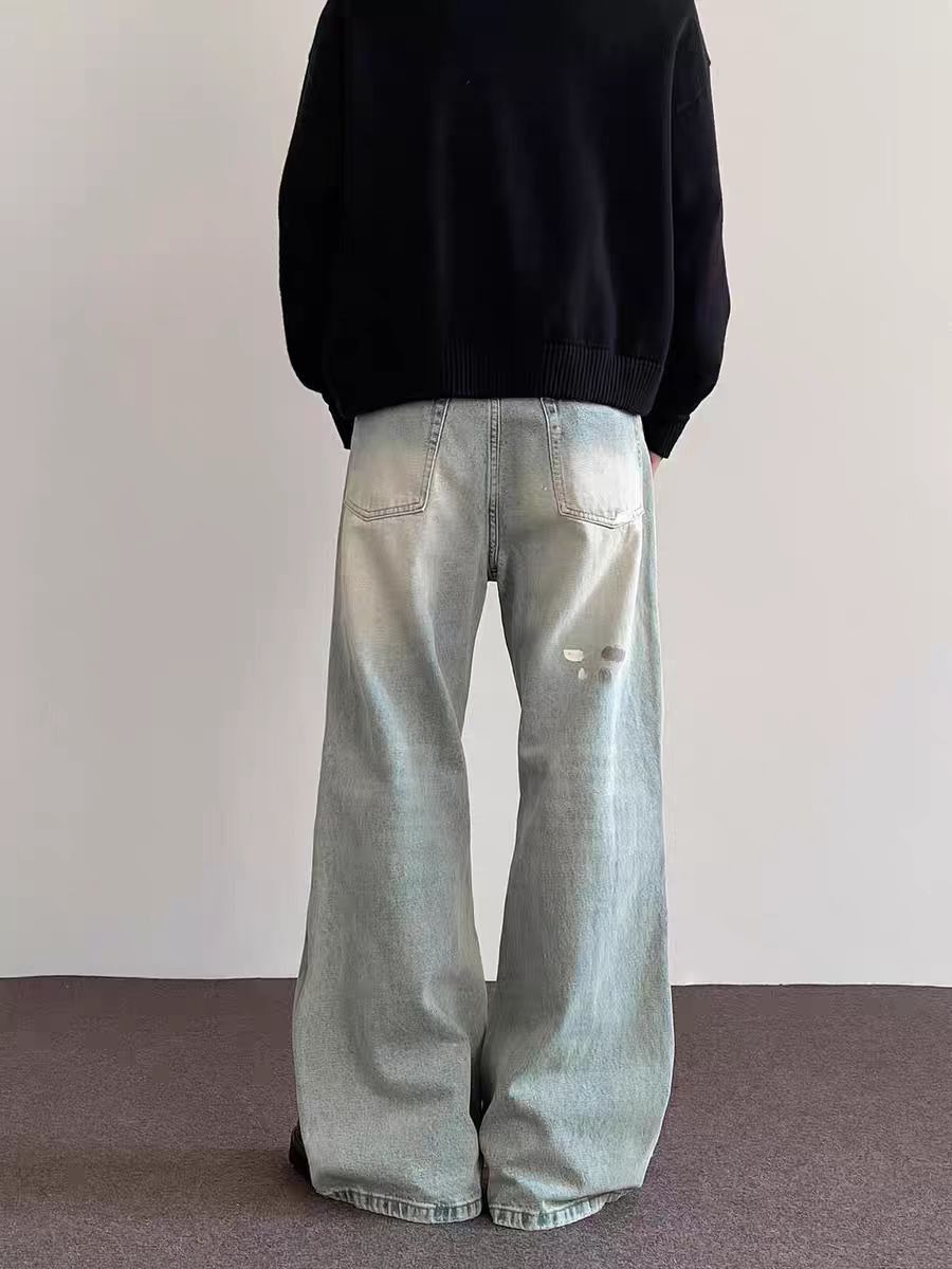 Japanese Brand × Jean Vintage style ripped ink splattered micro flare jeans Size US 34 / EU 50 - 2 Thumbnail