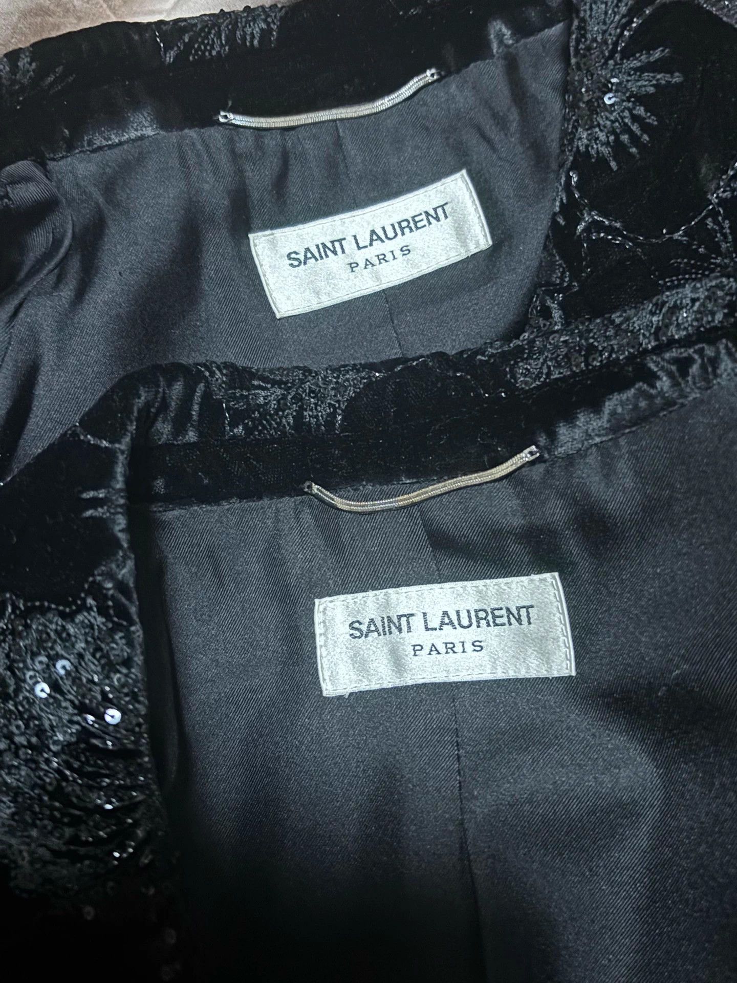 Saint Laurent Paris Saint Laurent 2021SS Black Velvet Hibiscus Blazer 46/50 Size 46S - 5 Thumbnail
