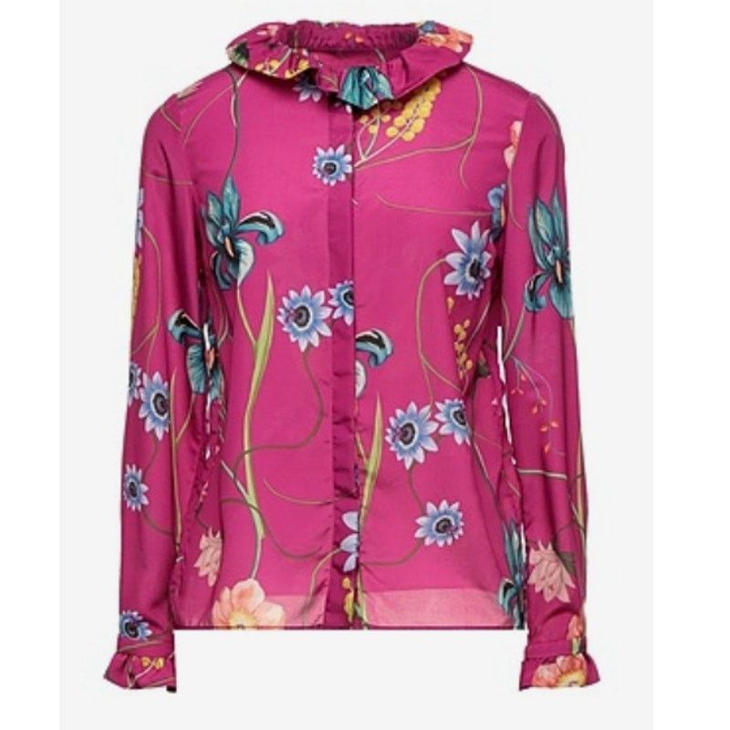 Other Borgo De Nor Floral blouse with ruffle collar Fuchsia size 8 Size M / US 6-8 / IT 42-44 - 13 Thumbnail