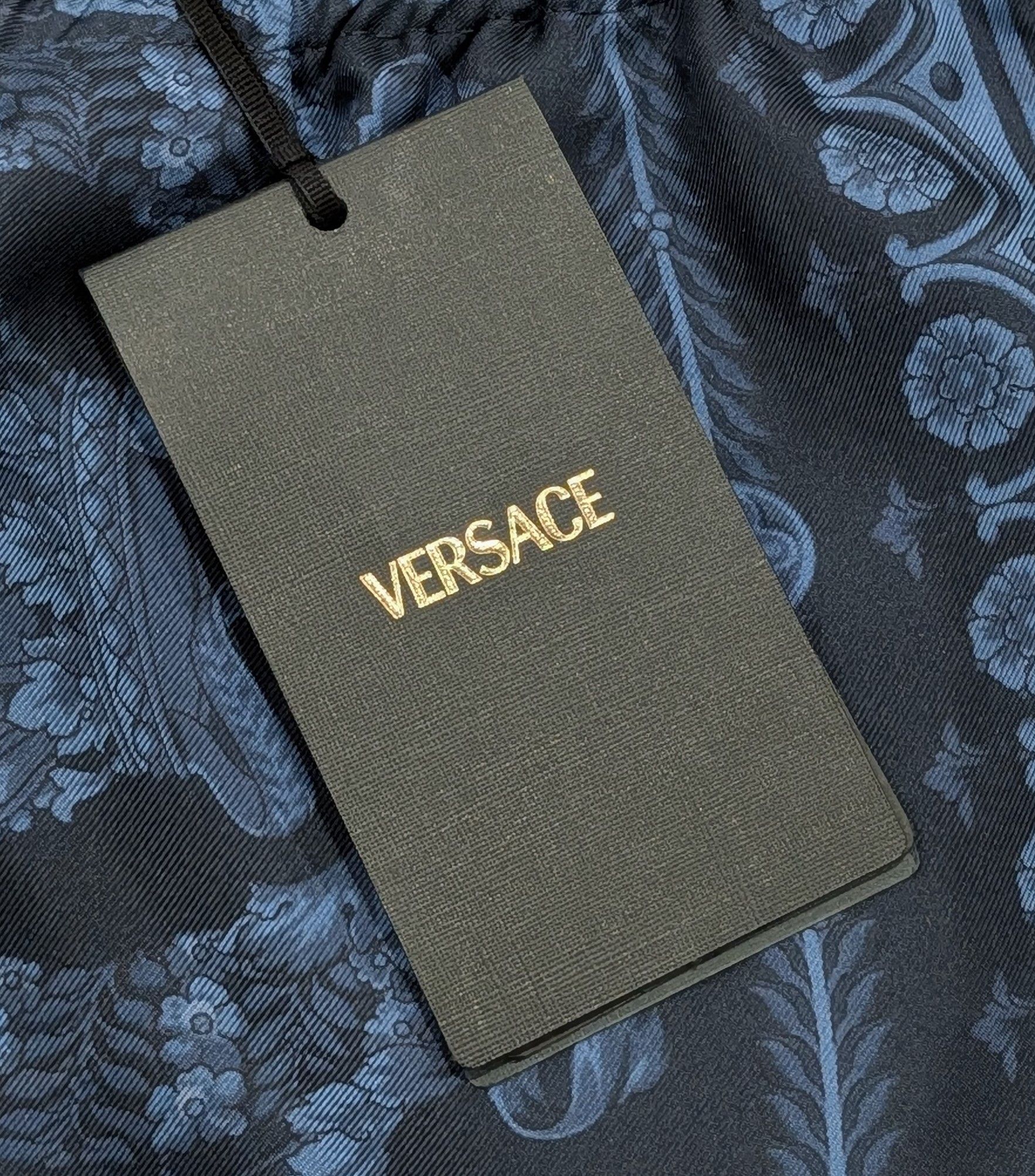 Versace Versace Barocco Silk Shorts Navy/Blue 52 US 36 Size US 36 / EU 52 - 8 Thumbnail