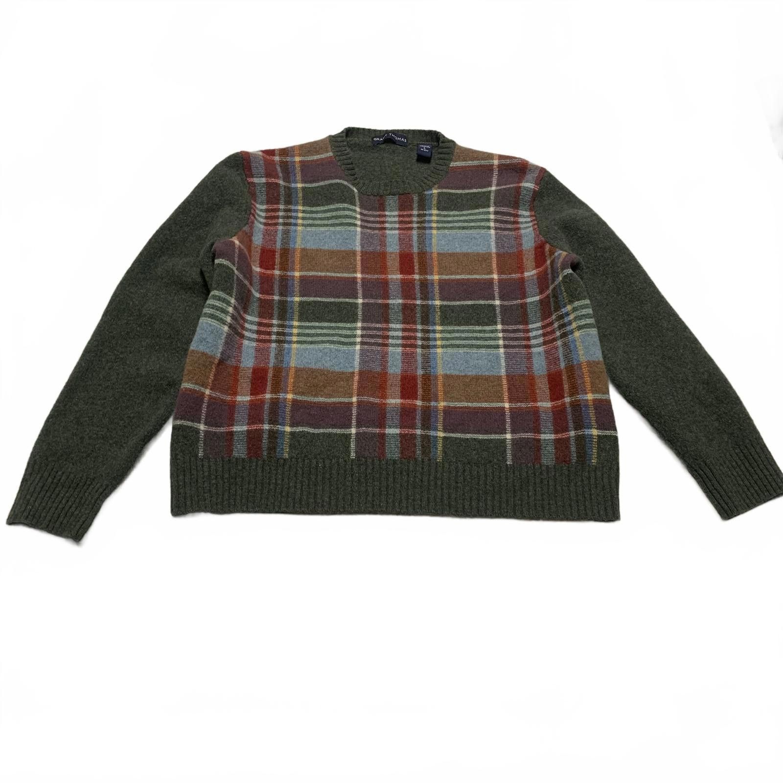 Grant Thomas Grant Thomas Men's Size Large Plaid Wool Sweater Size US L / EU 52-54 / 3 - 1 Thumbnail