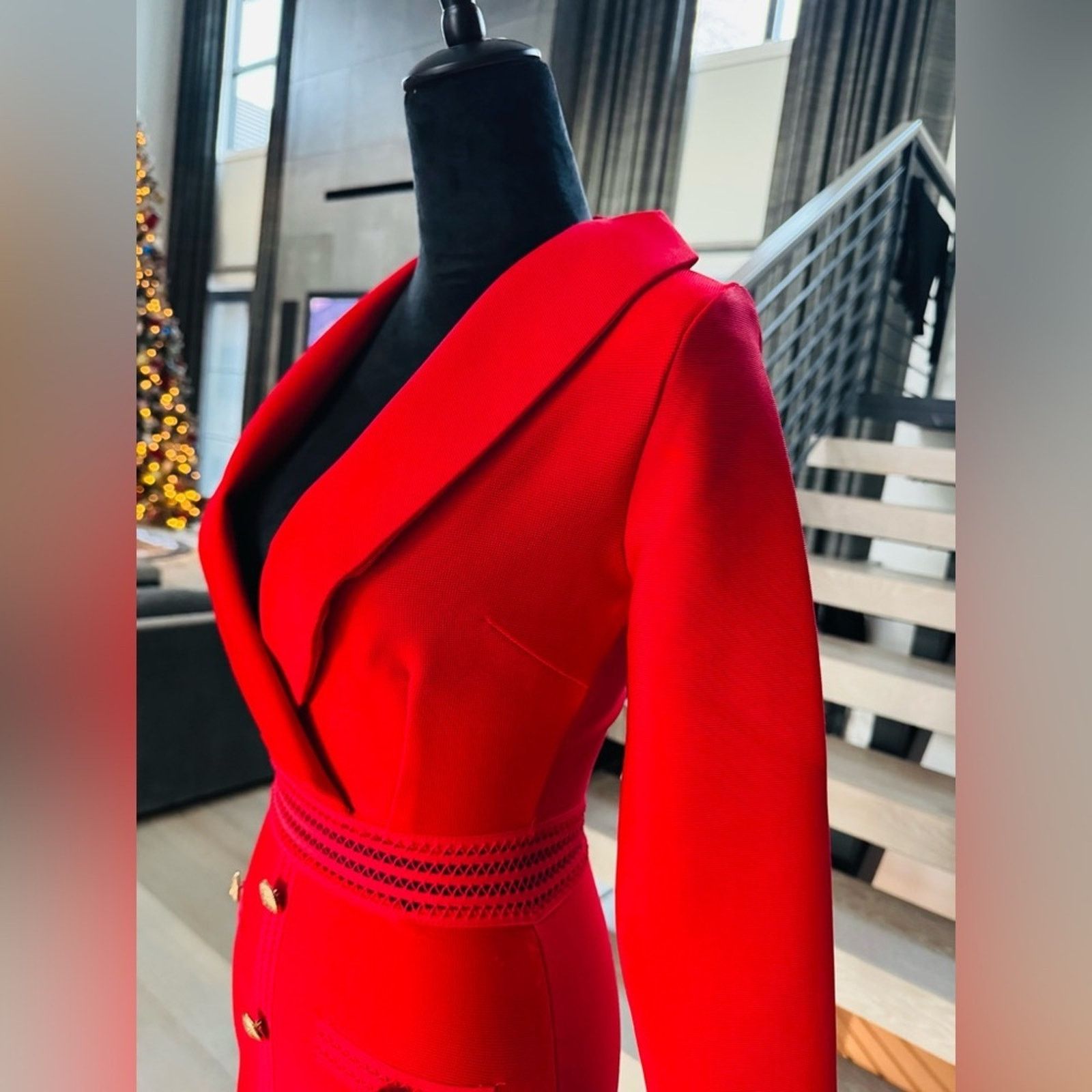 Other New Y2K Elegant Red Women's Blazer Bodycon Mesh Dress Size S / US 4 / IT 40 - 4 Thumbnail