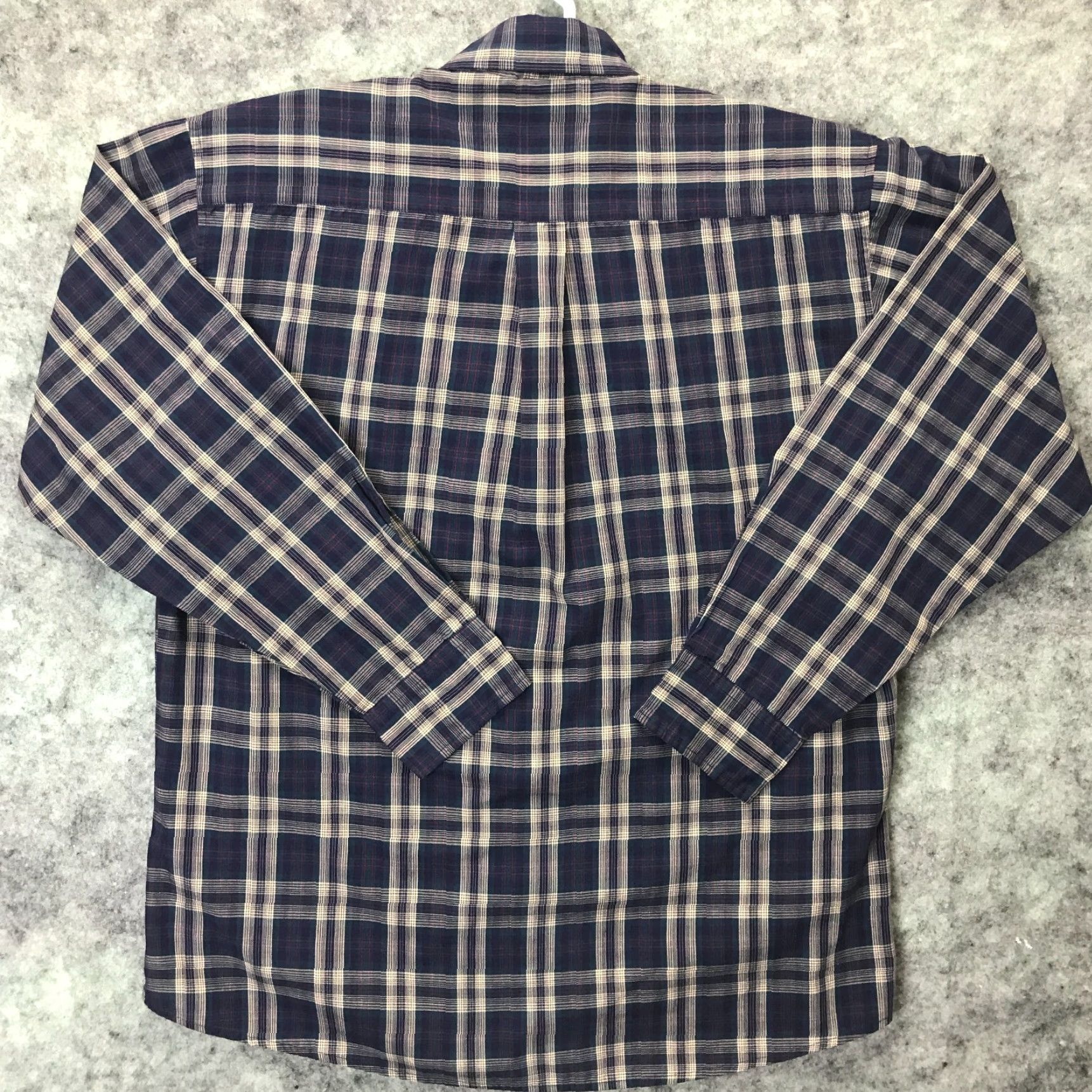 Vintage River Trader Shirt Mens Large Blue Grey Plaid Button-Up Long Sleeve Cap Down Collared Casual, All Seasons, Cotton Blend, Button Up Shirt Size US L / EU 52-54 / 3 - 7 Thumbnail