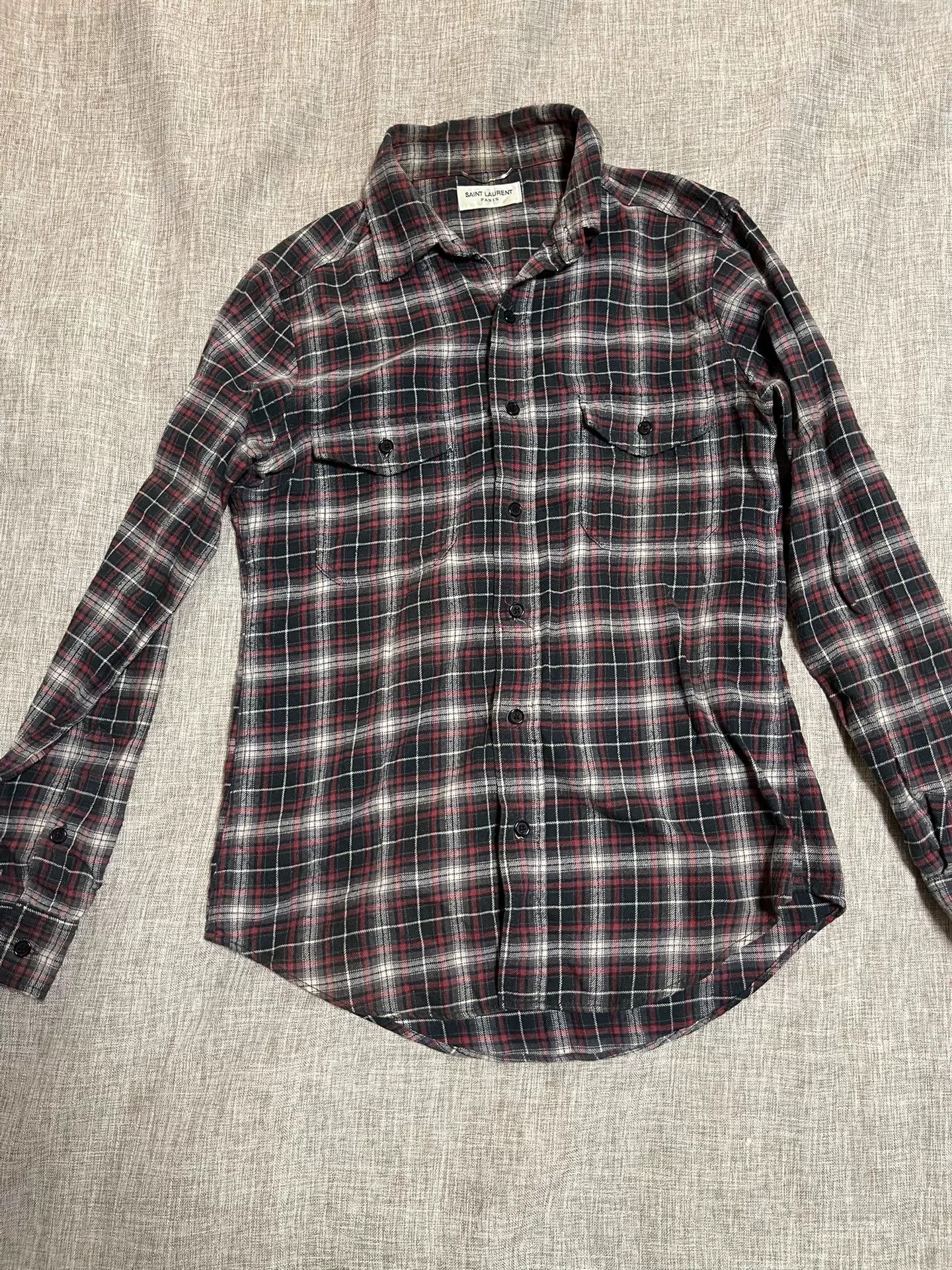 Saint Laurent Paris Saint Laurent Red Black Plaid Shirt Size US S / EU 44-46 / 1 - 1 Thumbnail