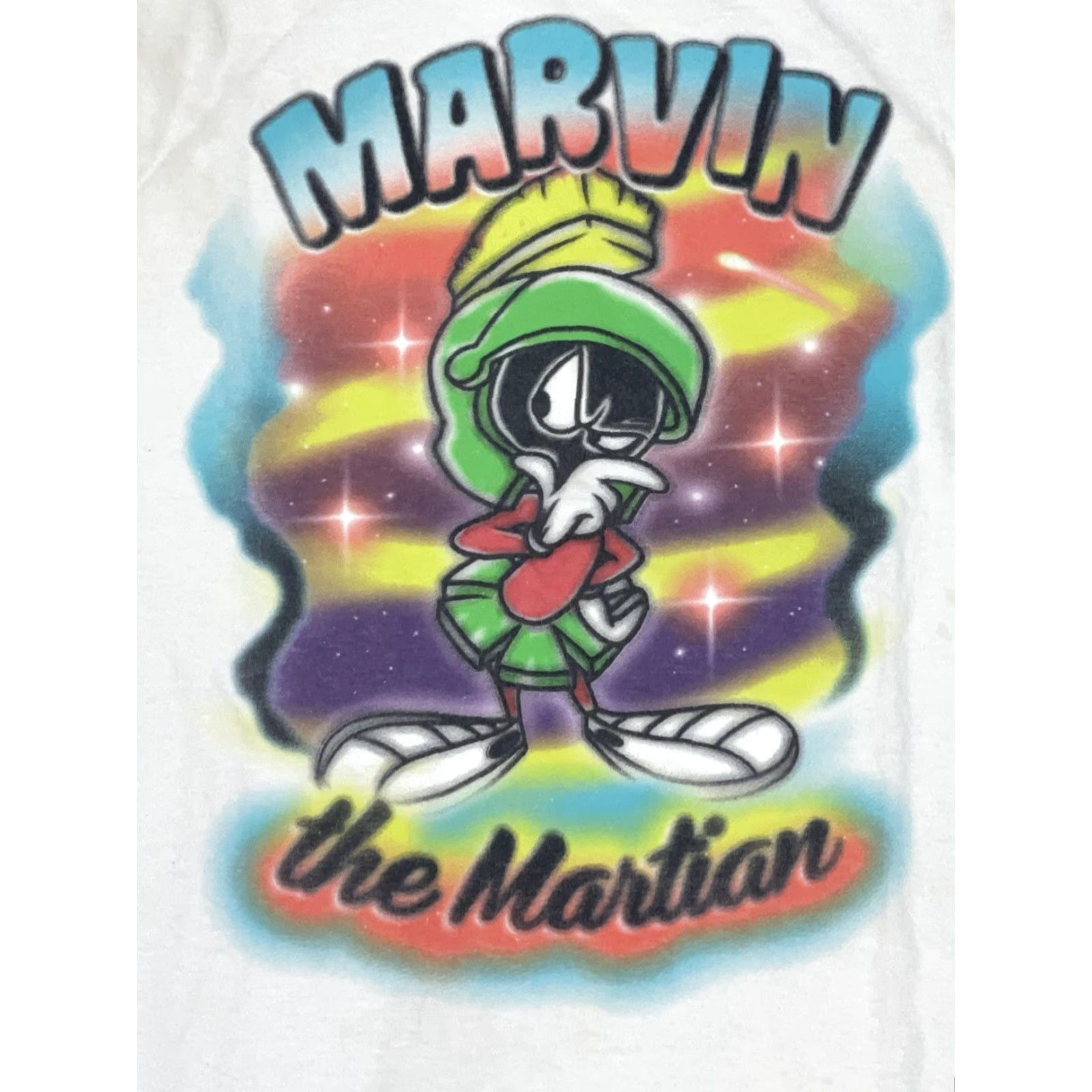 Vintage Marvin The Martian T-Shirt White Medium Mens Short Sleeve 90s Cartoon Looney Tunes Size US M / EU 48-50 / 2 - 2 Thumbnail