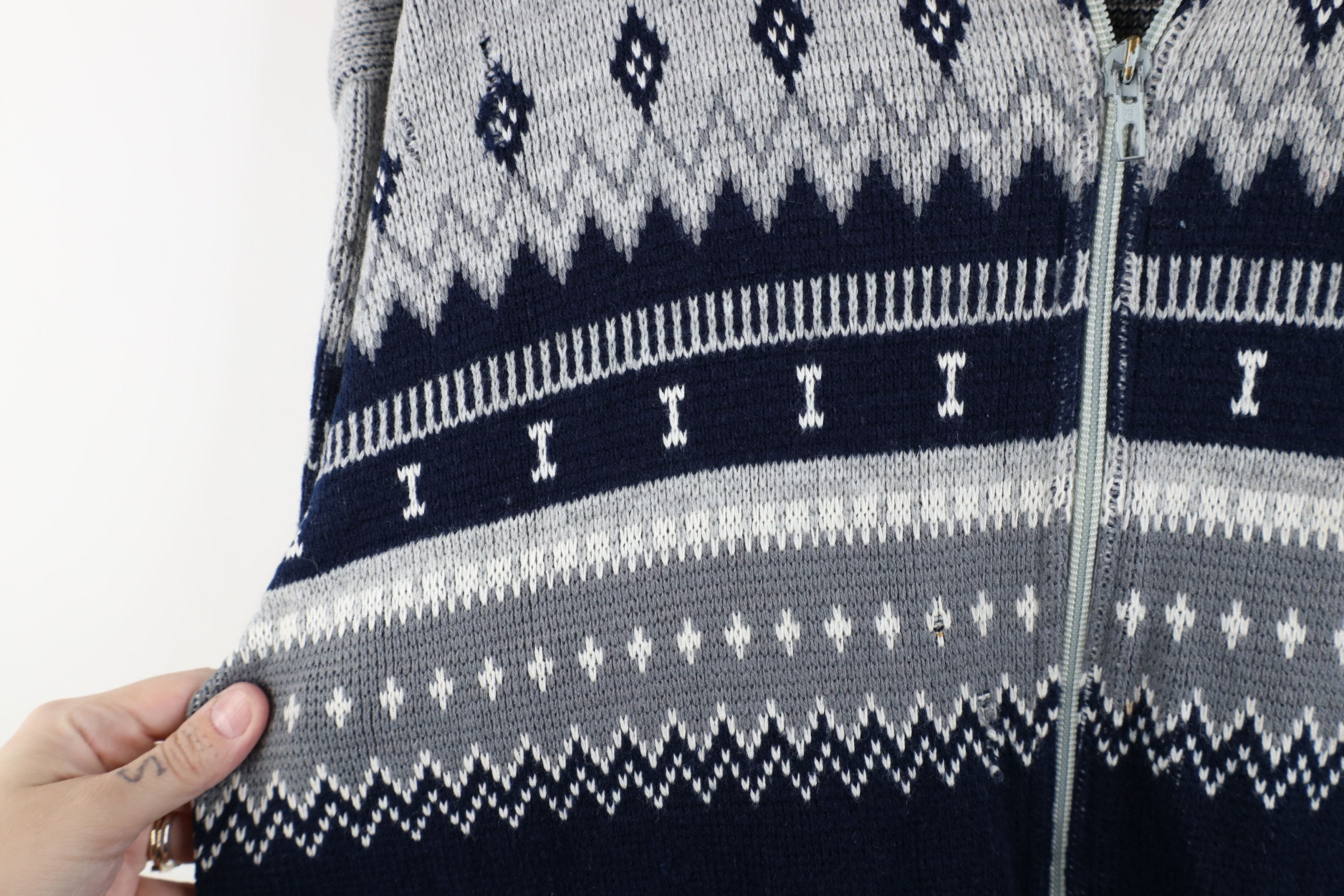 Vintage Vintage 70s Streetwear Fair Isle Full Zip Cardigan Sweater Size US XXL / EU 58 / 5 - 5 Thumbnail