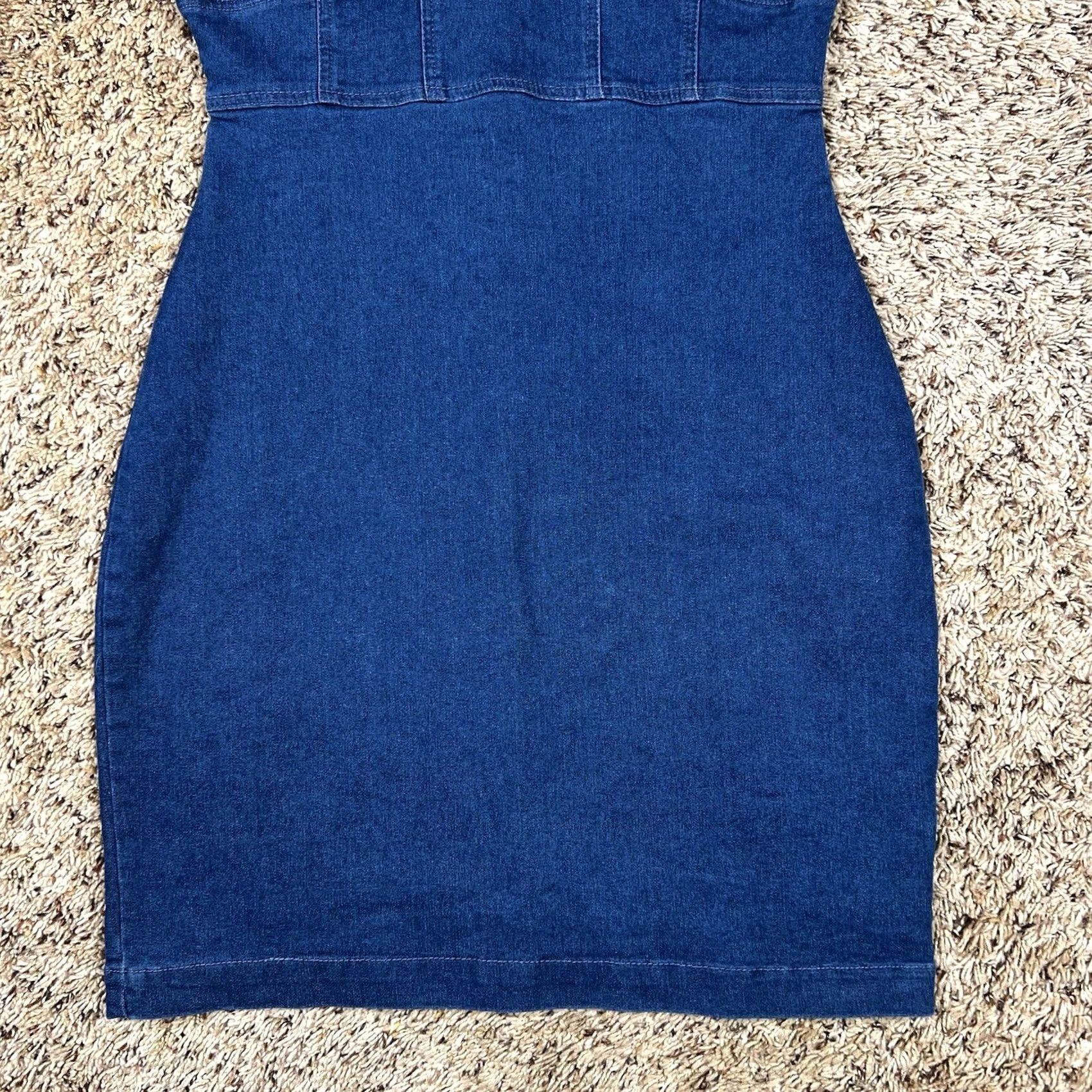 Vintage Derek Heart Jumper Dress Denim Blue Sleeveless Cotton Polyester Spandex Short Dress Medium M Womens Slim Stretch Fashion Size M / US 6-8 / IT 42-44 - 5 Thumbnail