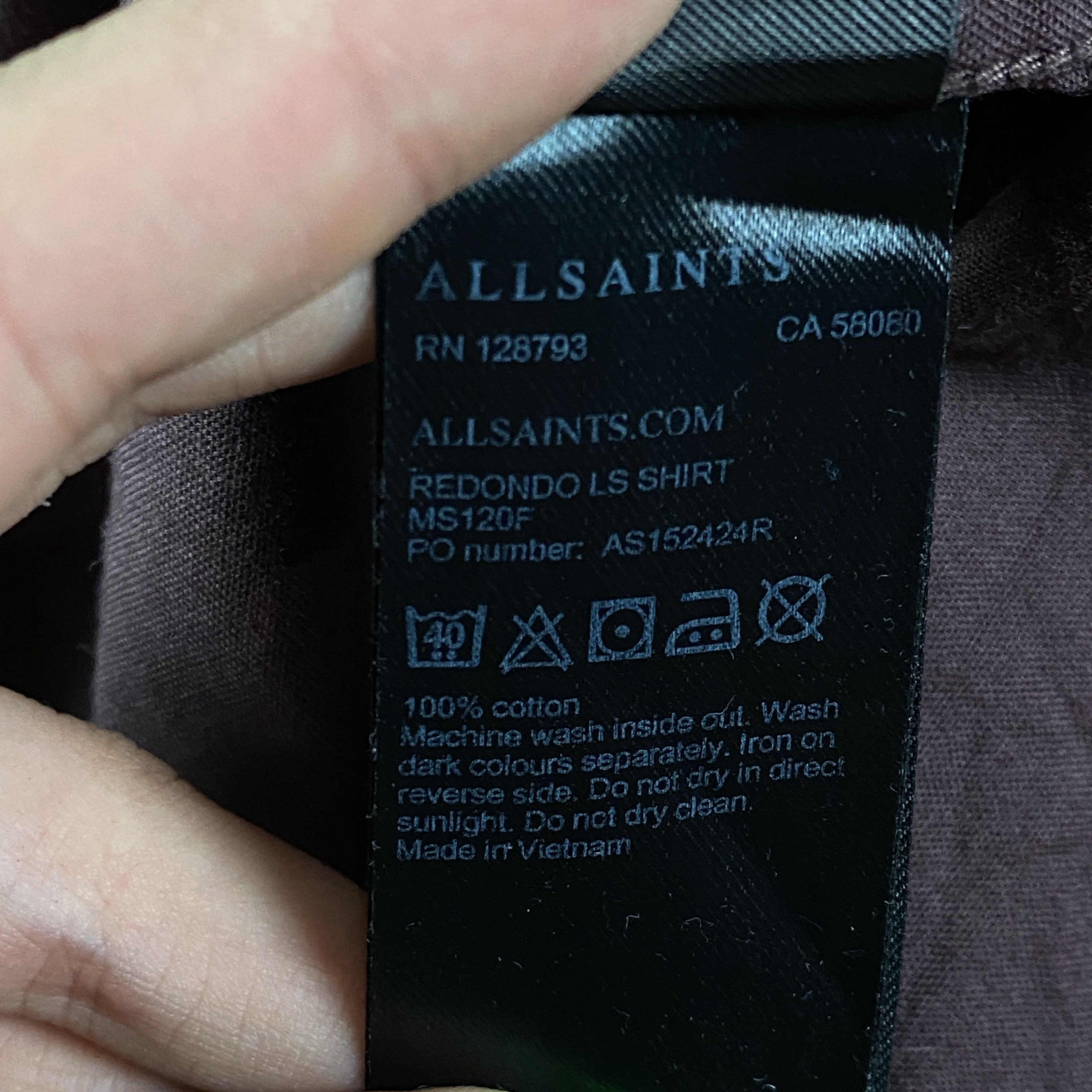 Allsaints Men’s Shirt Long Sleeve Allsaints Size S Size US S / EU 44-46 / 1 - 7 Thumbnail