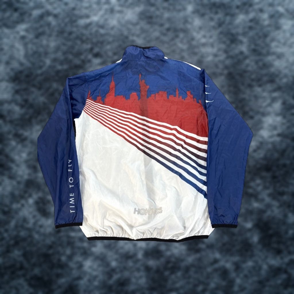 Vintage Hoka Windbreaker Jacket Mens Medium Lightweight USA Blue Running & Jogging Time To Fly New York USA Activewear Size US M / EU 48-50 / 2 - 1 Thumbnail