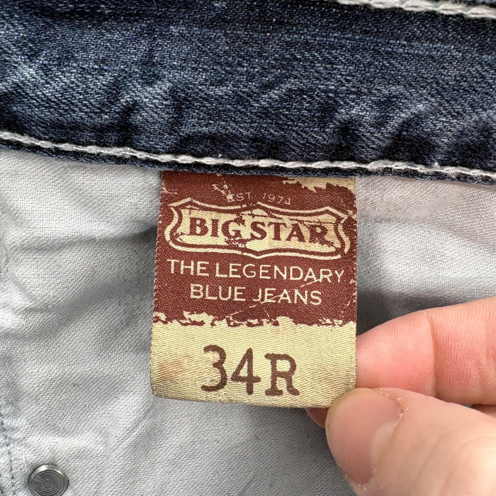 Vintage BIG STAR Jeans Mens 34x28 Medium Blue Orion Slim Boot Distressed Denim Buckle Shirt? Size US 34 / EU 50 - 7 Thumbnail