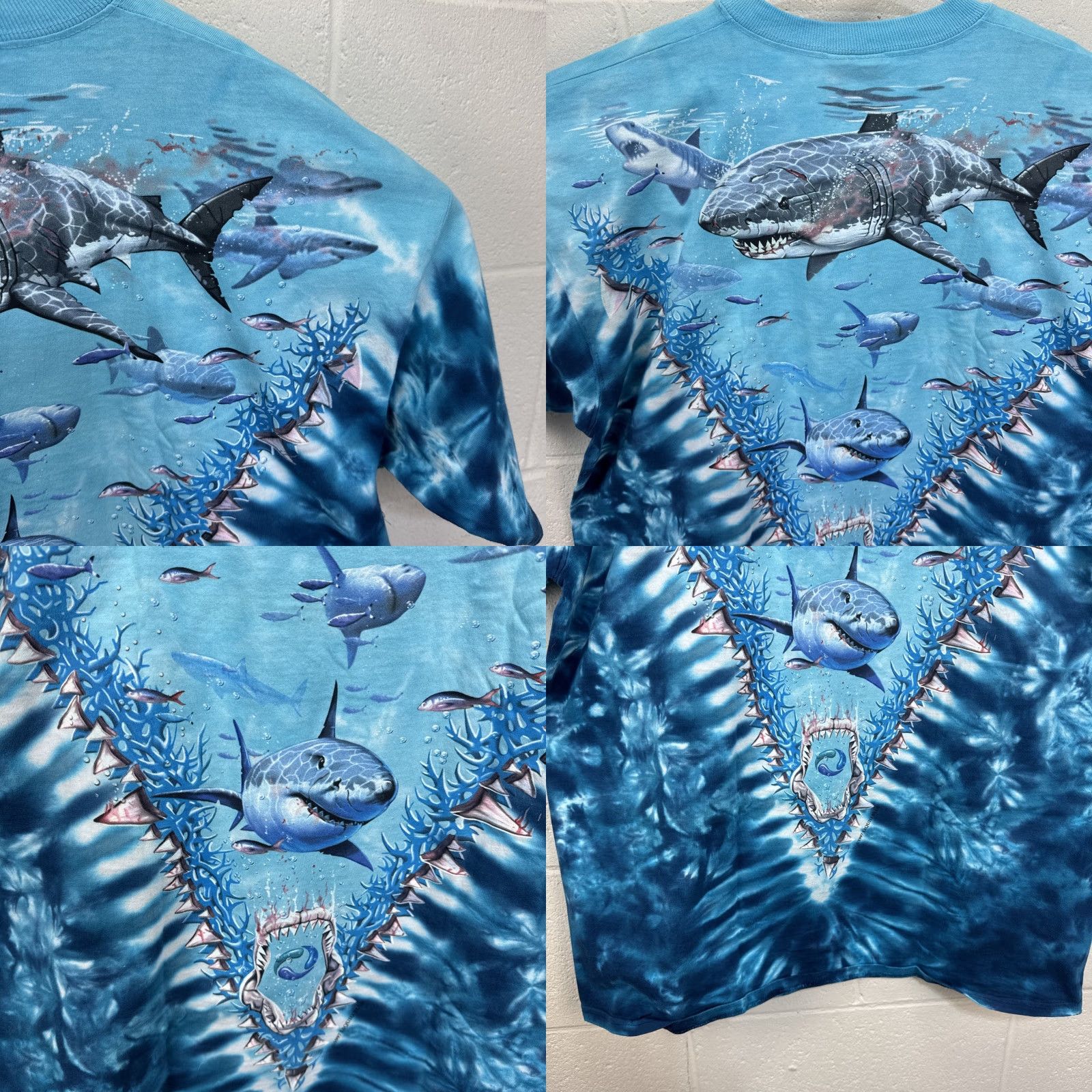 Liquid Blue VINTAGE Liquid Blue Great White Jaws SHARK BITE Ocean T-SHIRT Tie Dye XL Unisex 1990s Graphic Tee Blue/Nautical Mens Womens Size US XL / EU 56 / 4 - 10 Thumbnail