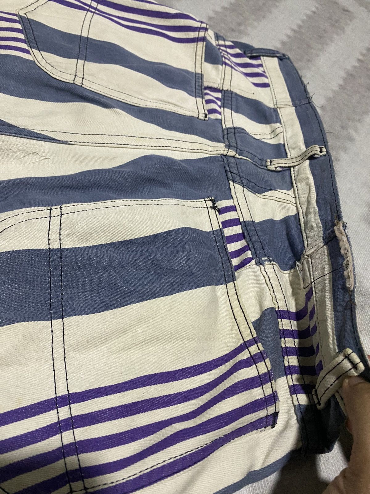 Art Comes First × Marithe + Francois Girbaud × Vintage Vtg 90’s MFG Striped Pattern Baggy Size US 33 - 7 Thumbnail